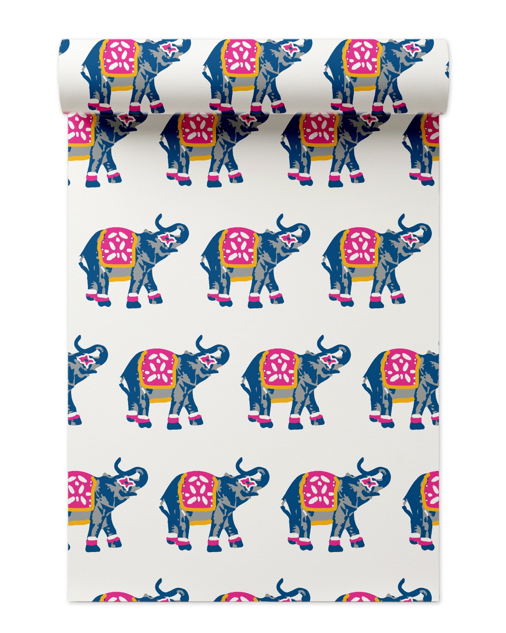 Elephants March Wallpaper in Pink color - pattern number KK17004_KH300 - by Katie Kime in the collection
