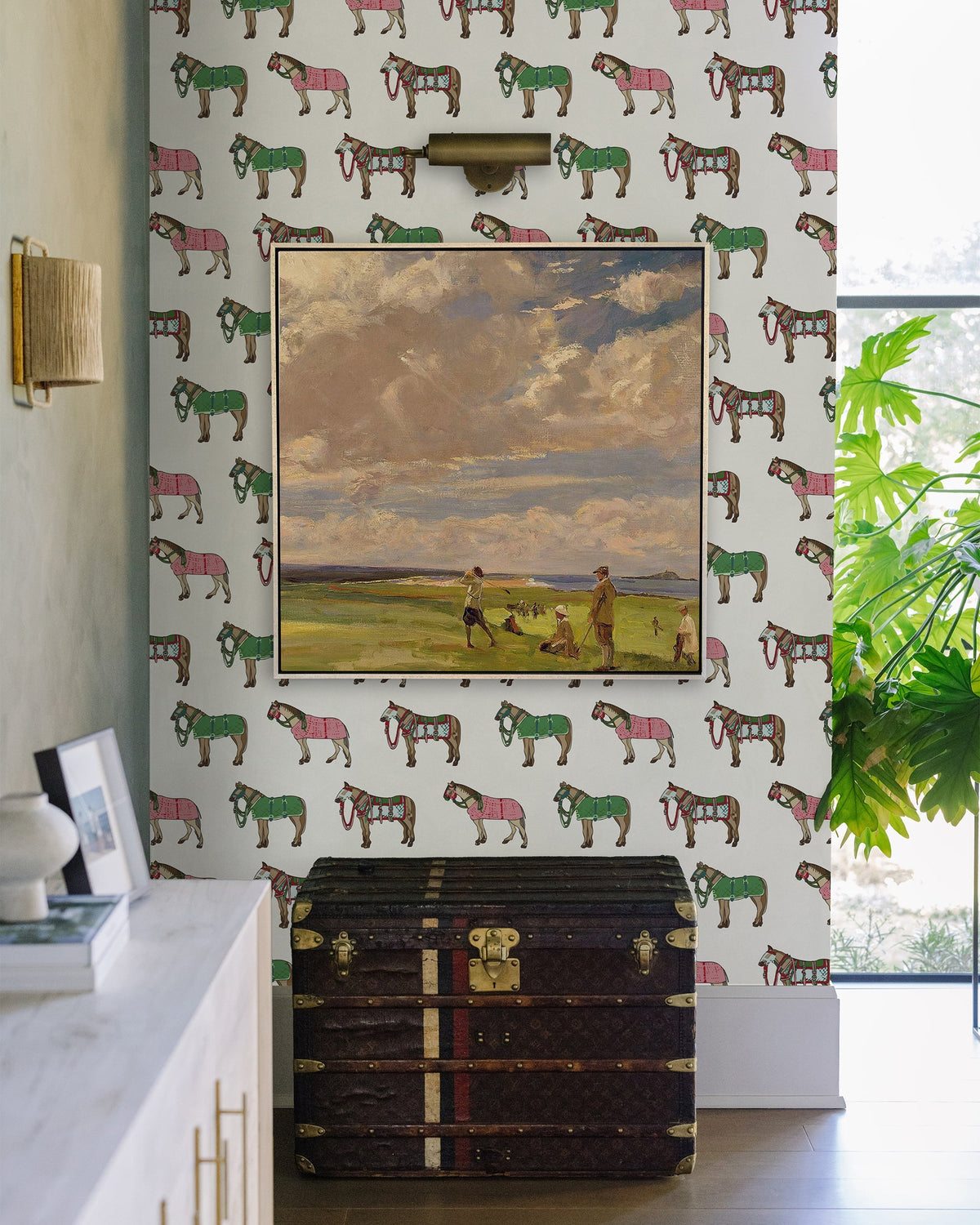 Equestrian Elegance Peel and Stick Wallpaper in Multi color - pattern number KK822_Multi_KH306 - by Katie Kime in the collection