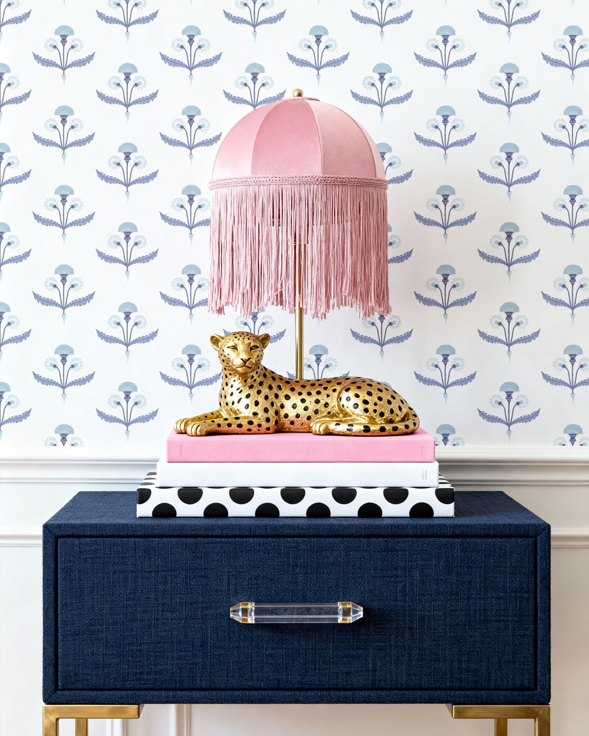 Fine and Dandy Wallpaper in Blue color - pattern number KK730_Blue_KH300 - by Katie Kime in the collection