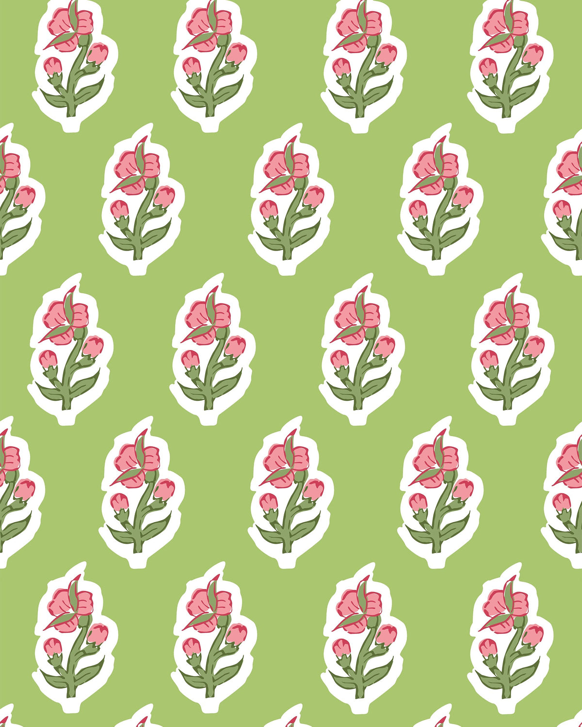 Floret Peel and Stick Wallpaper in Green color - pattern number KK815_Green_KH306 - by Katie Kime in the collection
