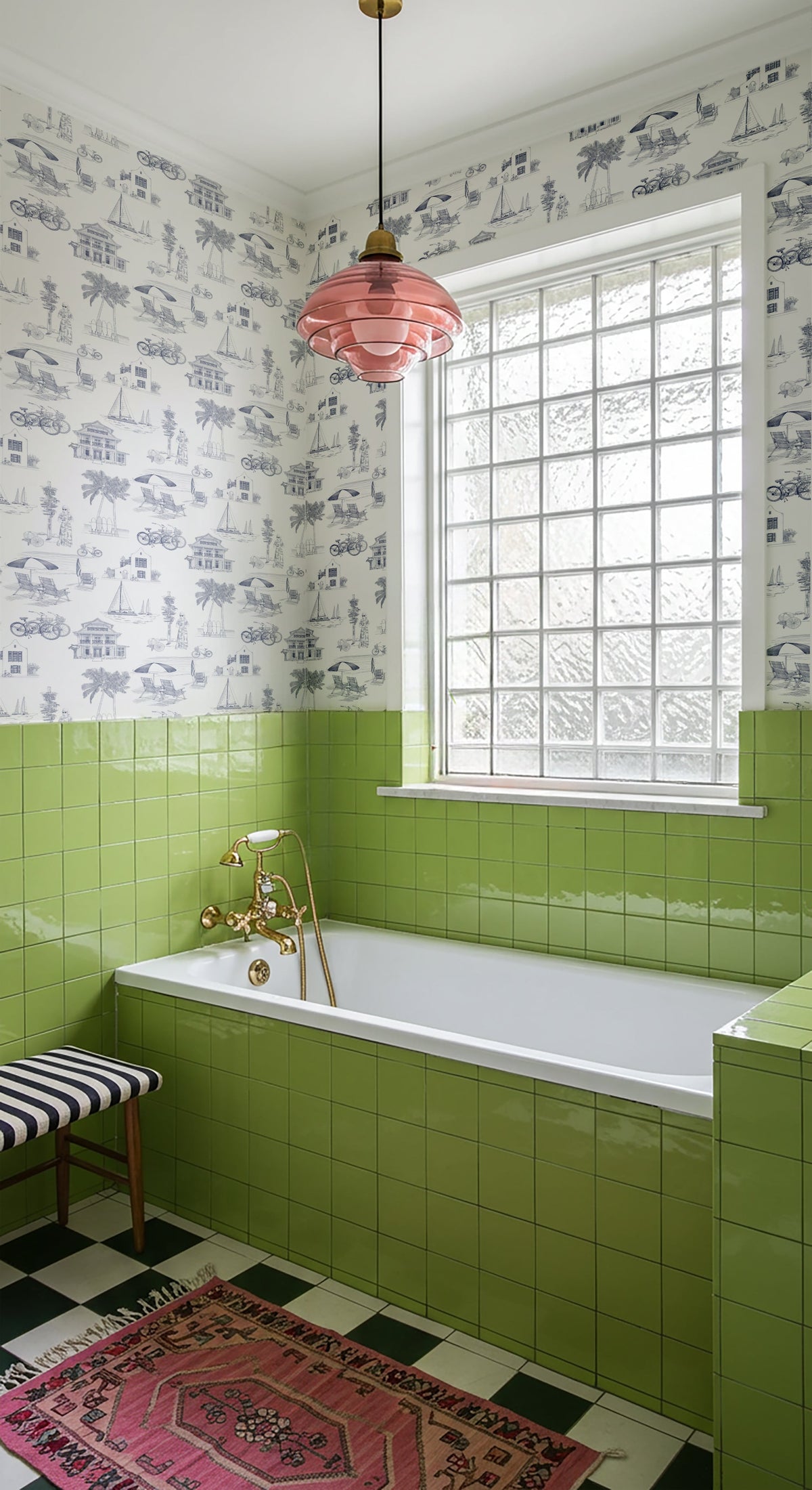 Florida Toile Peel and Stick Wallpaper in Navy color - pattern number KK706_Navy_KH306 - by Katie Kime in the collection