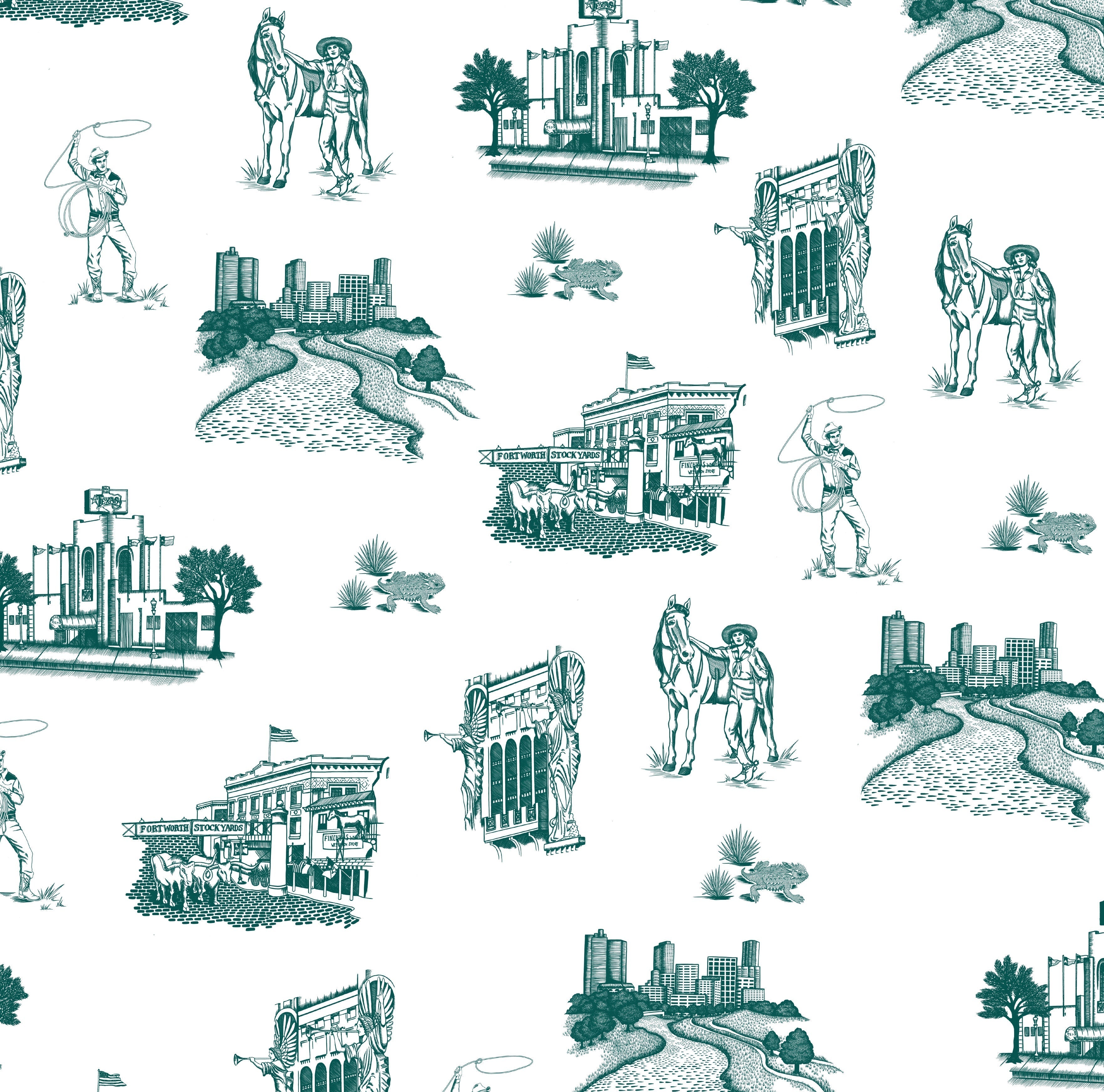 Fort Worth Toile Peel and Stick Wallpaper in pine color - pattern number KK17139_Pine_KH306 - by Katie Kime in the collection