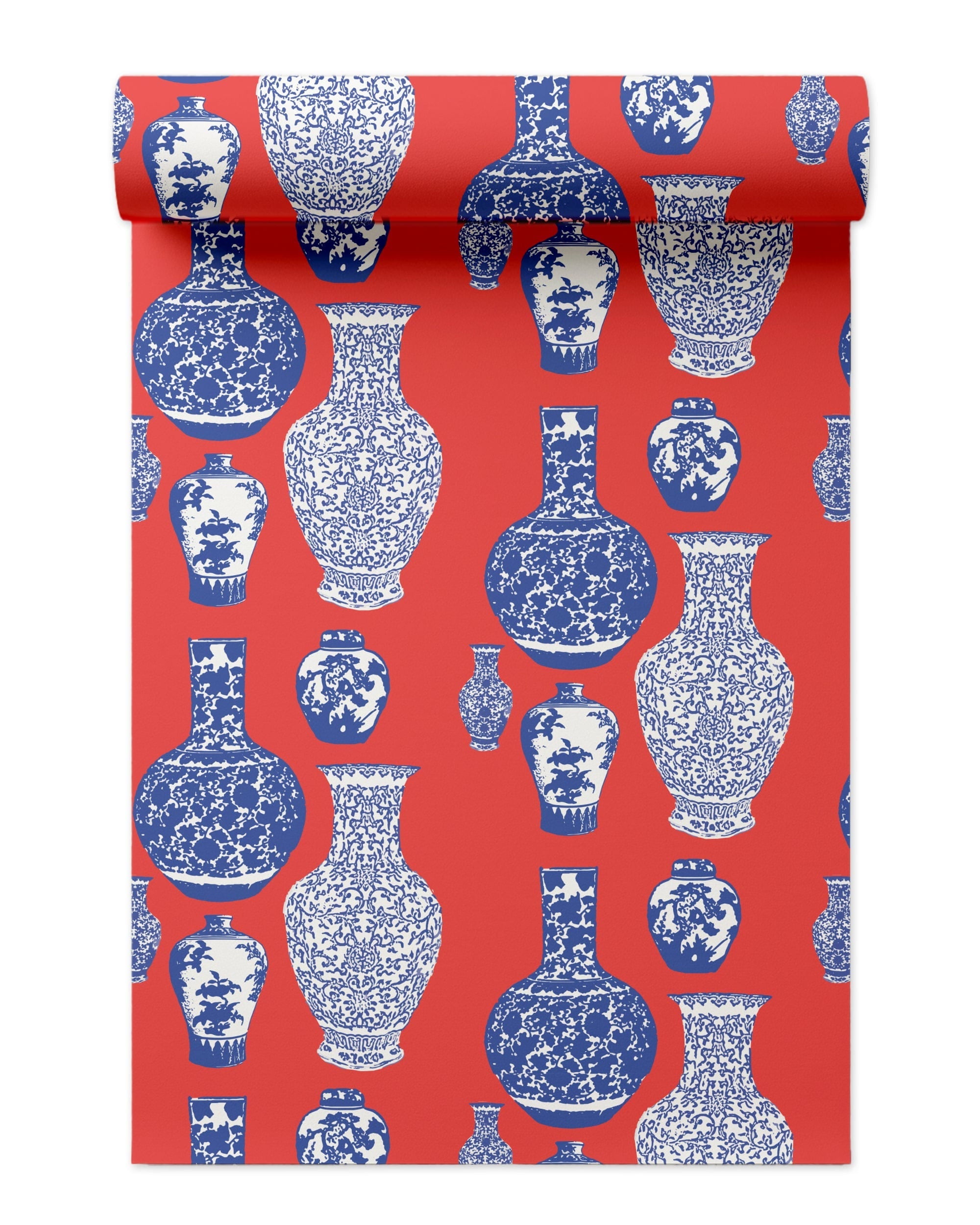 Ginger Jars Wallpaper in Red Blue color - pattern number KK17006_Red_Blue_KH300 - by Katie Kime in the collection