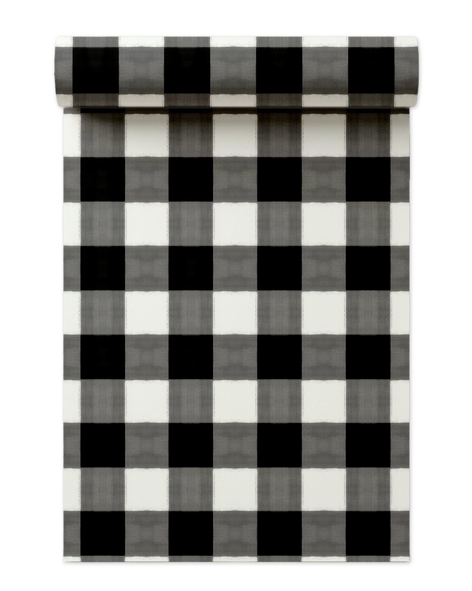 Gingham Large Scale Peel and Stick Wallpaper in black color - pattern number KK799_Black_KH306 - by Katie Kime in the collection
