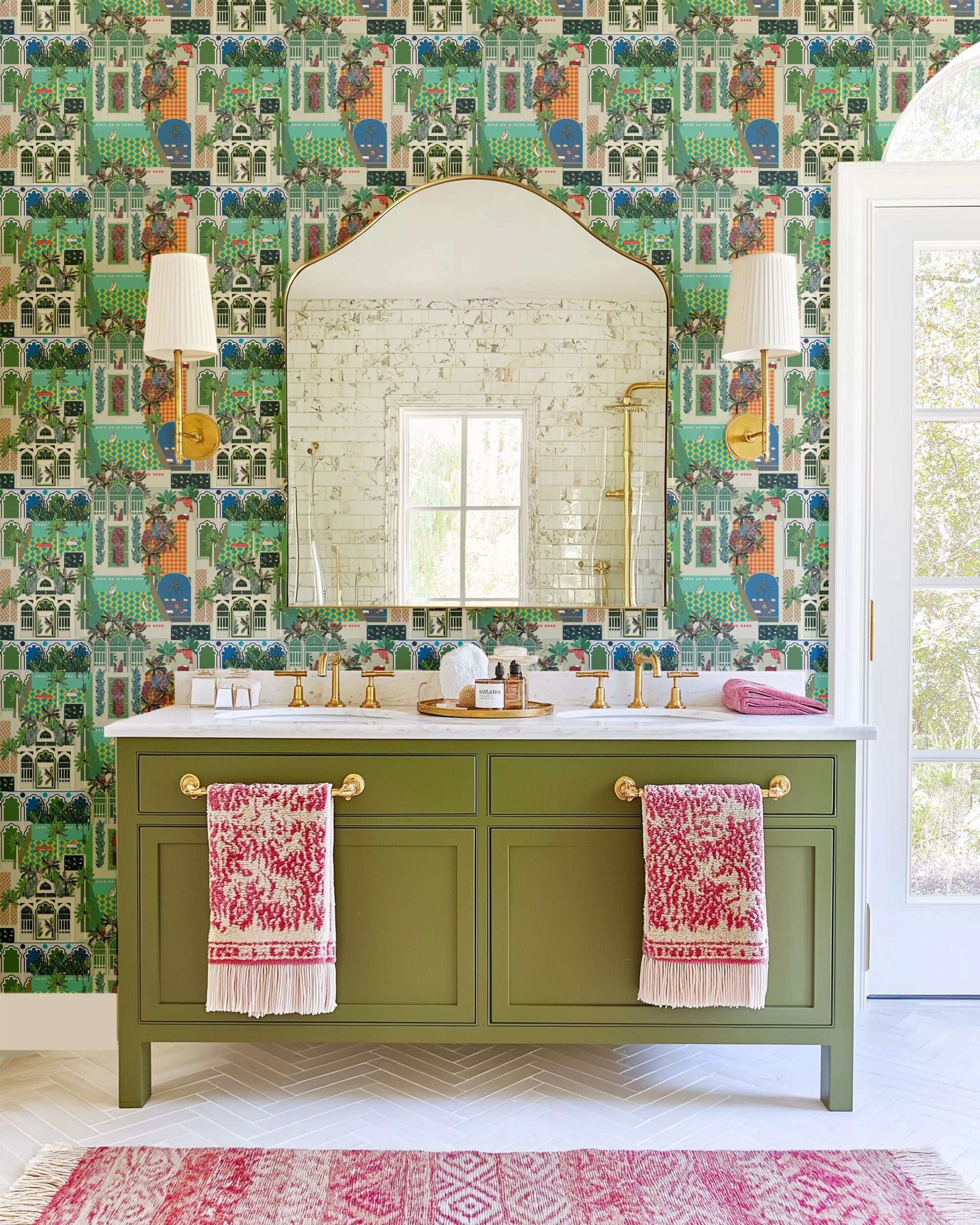 Greco Garden Wallpaper in Green color - pattern number KK775_Green_KH300 - by Katie Kime in the collection