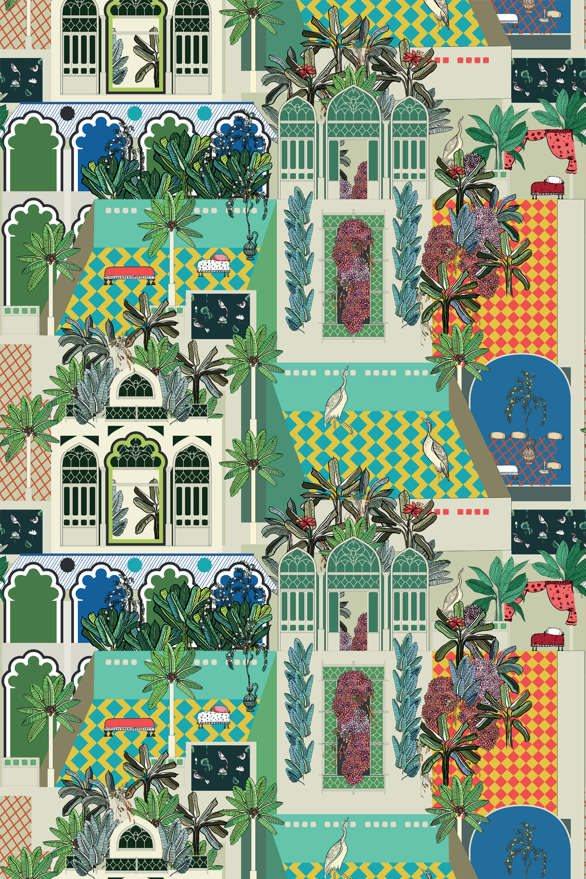 Greco Garden Wallpaper in Green color - pattern number KK775_Green_KH300 - by Katie Kime in the collection