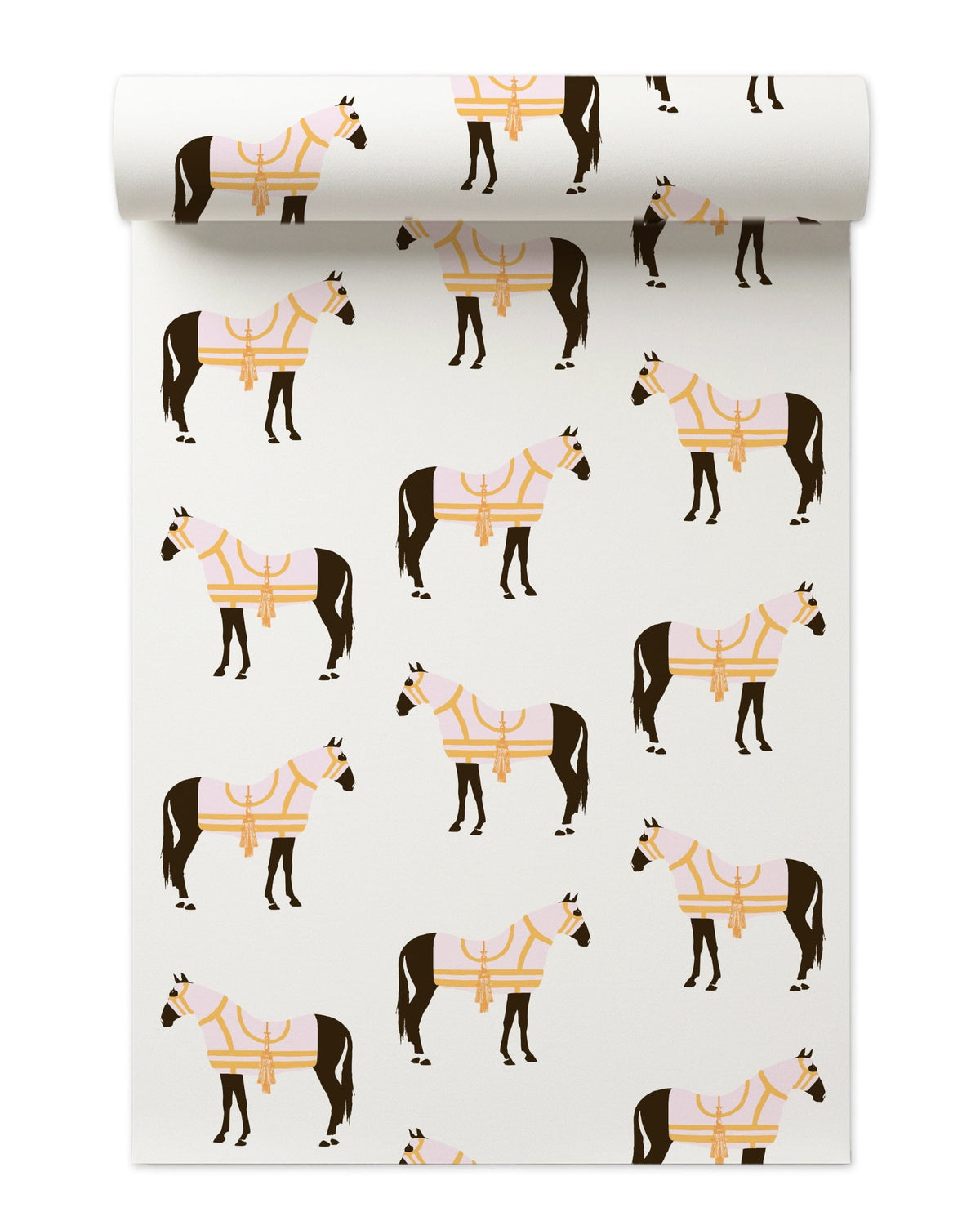 Horse and Tassel Peel and Stick Wallpaper in Pink color - pattern number KK17008_Pink_KH306 - by Katie Kime in the collection