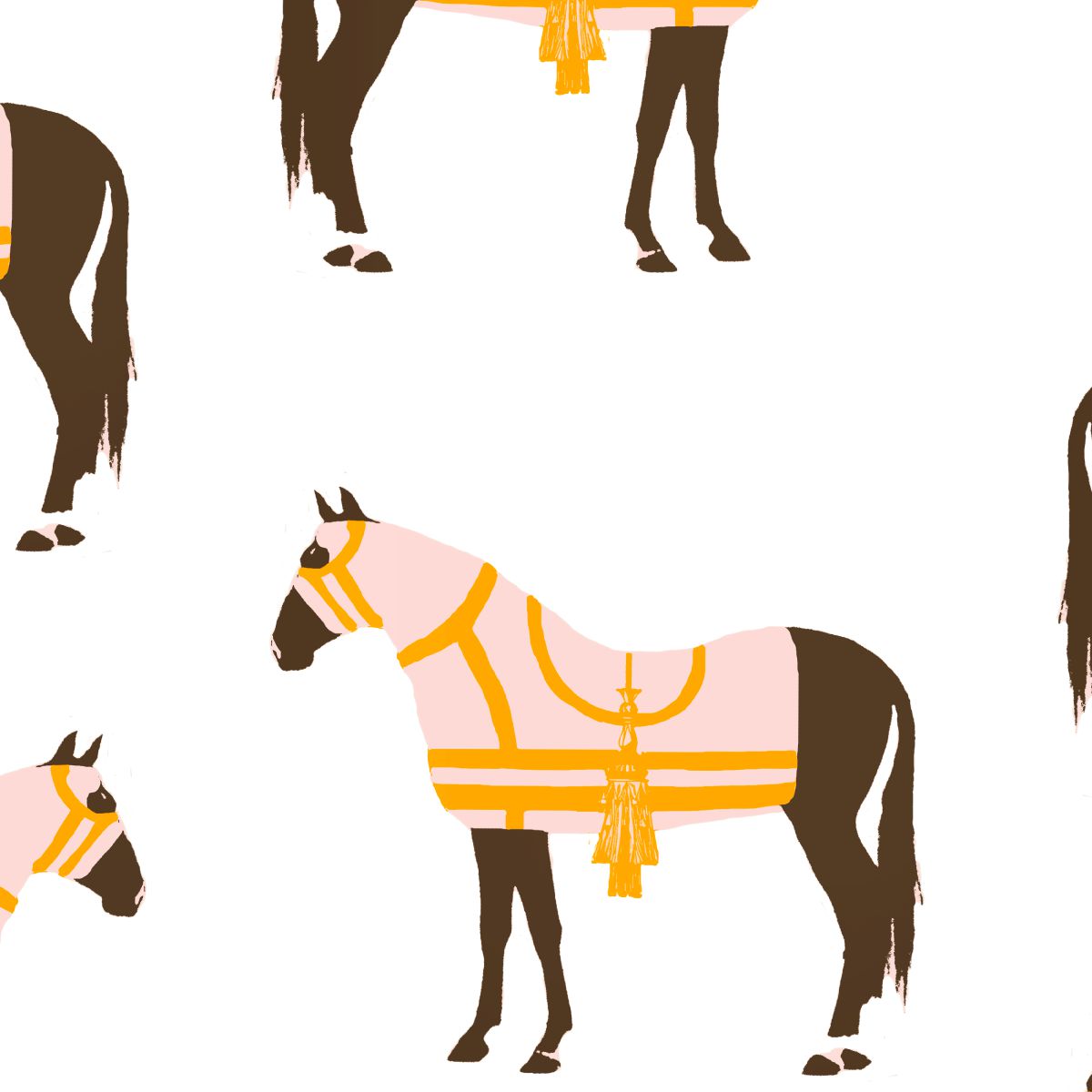 Horse & Tassel Peel and Stick Wallpaper in pink color - pattern number KK17008_Pink_KH306 - by Katie Kime in the collection