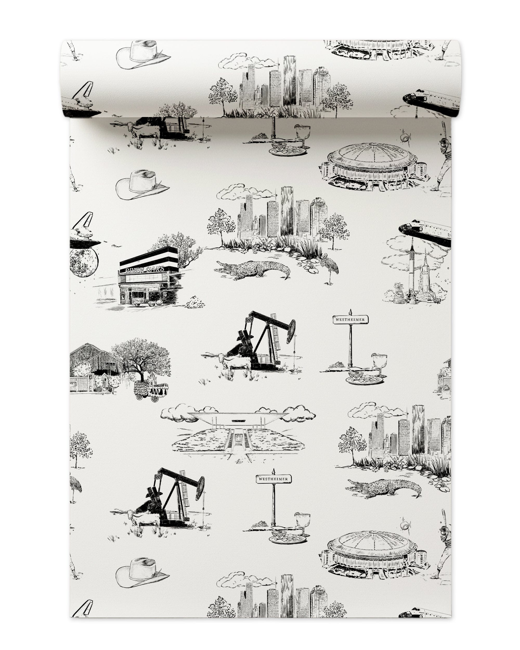 Houston Toile Wallpaper in Black color - pattern number KK737_Black_KH300 - by Katie Kime in the collection