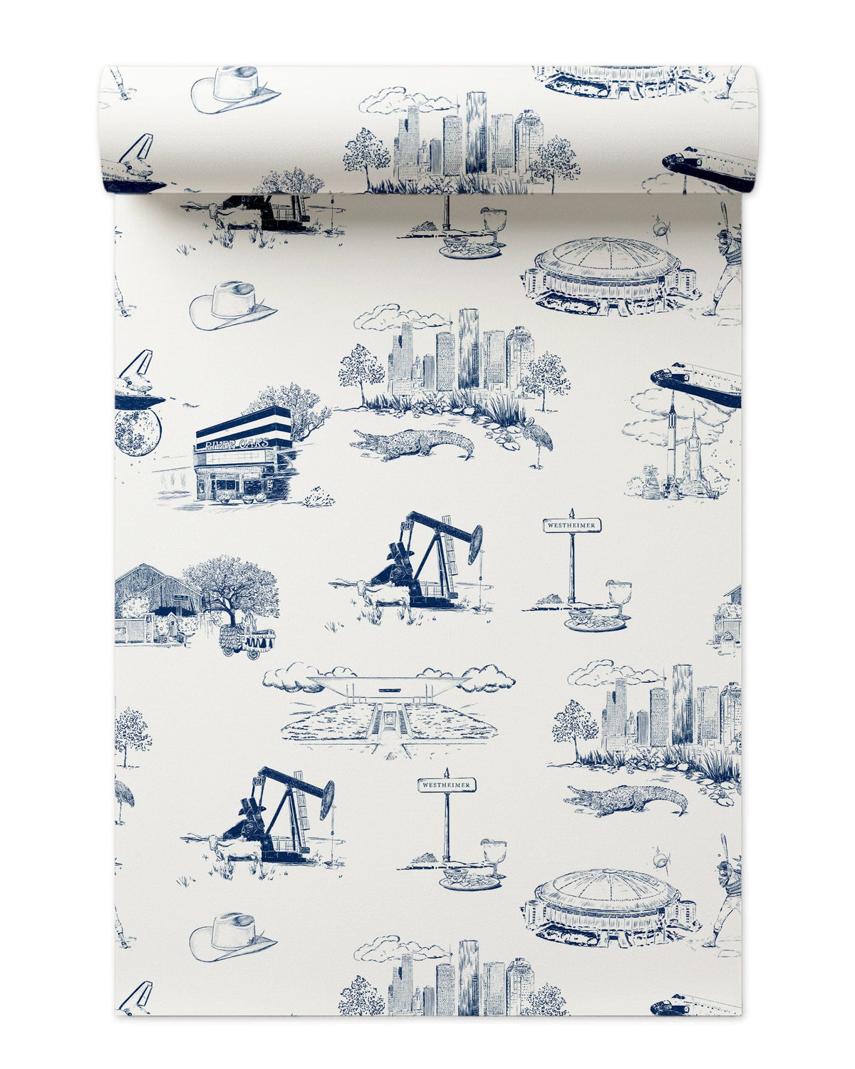 Houston Toile Wallpaper in Navy color - pattern number KK737_Navy_KH300 - by Katie Kime in the collection