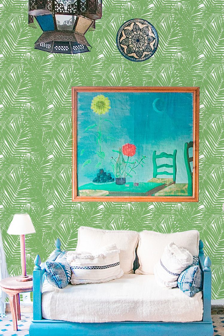 Jungle Leaves Wallpaper in Green color - pattern number KK17009_Green_KH300 - by Katie Kime in the collection