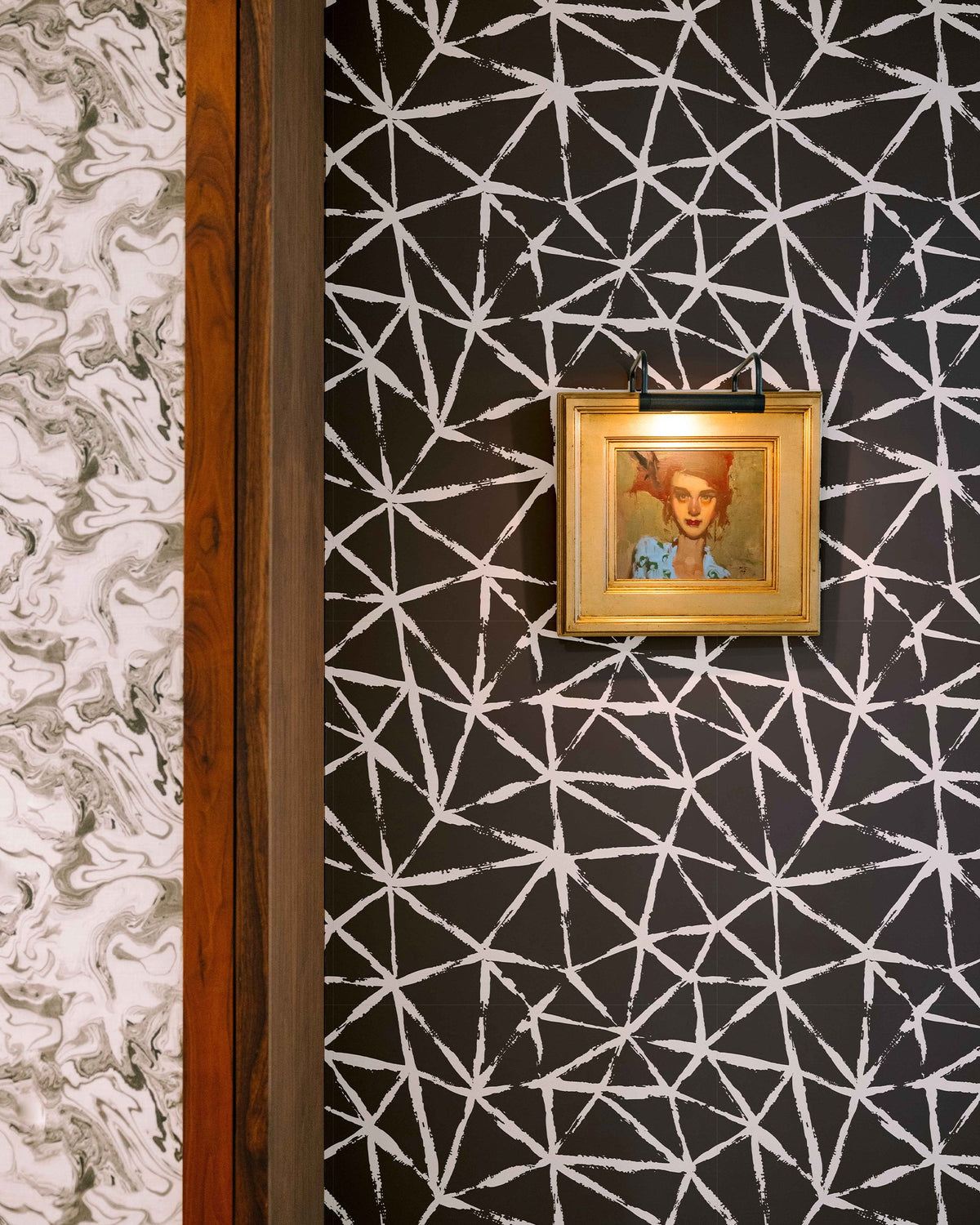 Kaleidoscope Wallpaper in Black color - pattern number KK720_White_KH300 - by Katie Kime in the collection