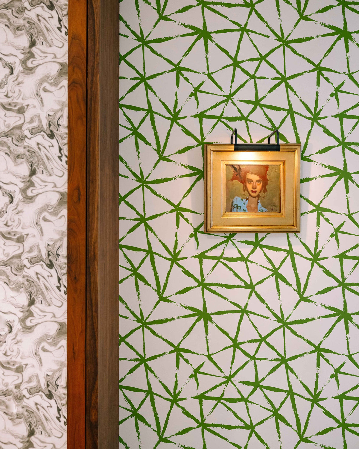 Kaleidoscope Wallpaper in Green color - pattern number KK720_Green_KH300 - by Katie Kime in the collection