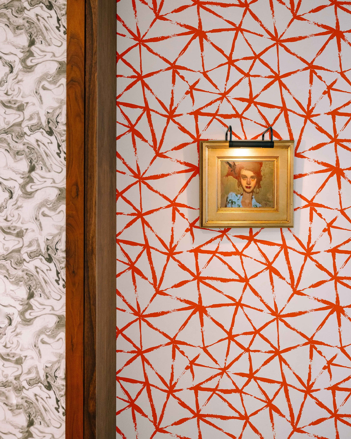 Kaleidoscope Wallpaper in Red color - pattern number KK720_Red_KH300 - by Katie Kime in the collection