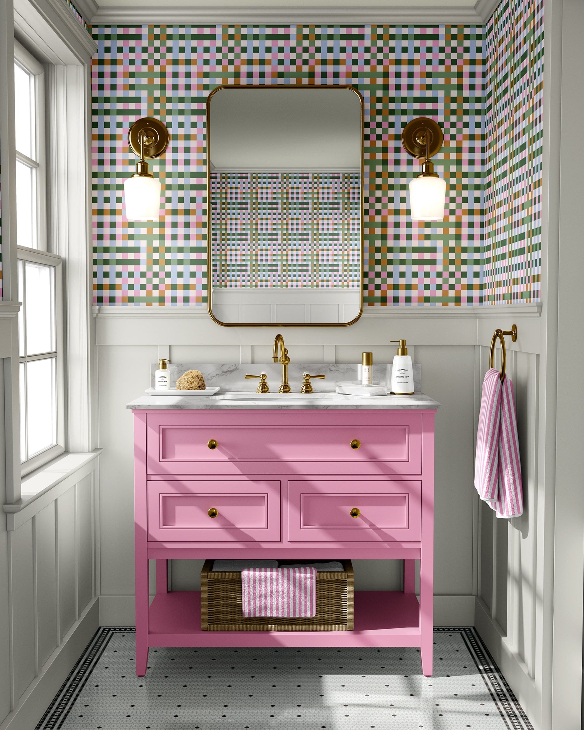 La Paz Peel and Stick Wallpaper in Pink color - pattern number KK856_Pink_KH306 - by Katie Kime in the collection