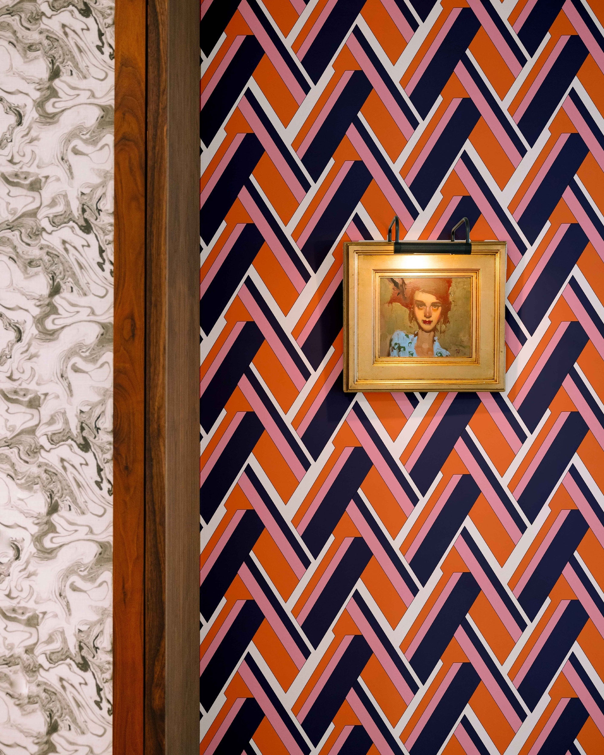 Lucy Wallpaper in Navy color - pattern number KK17111_Navy_KH300 - by Katie Kime in the collection