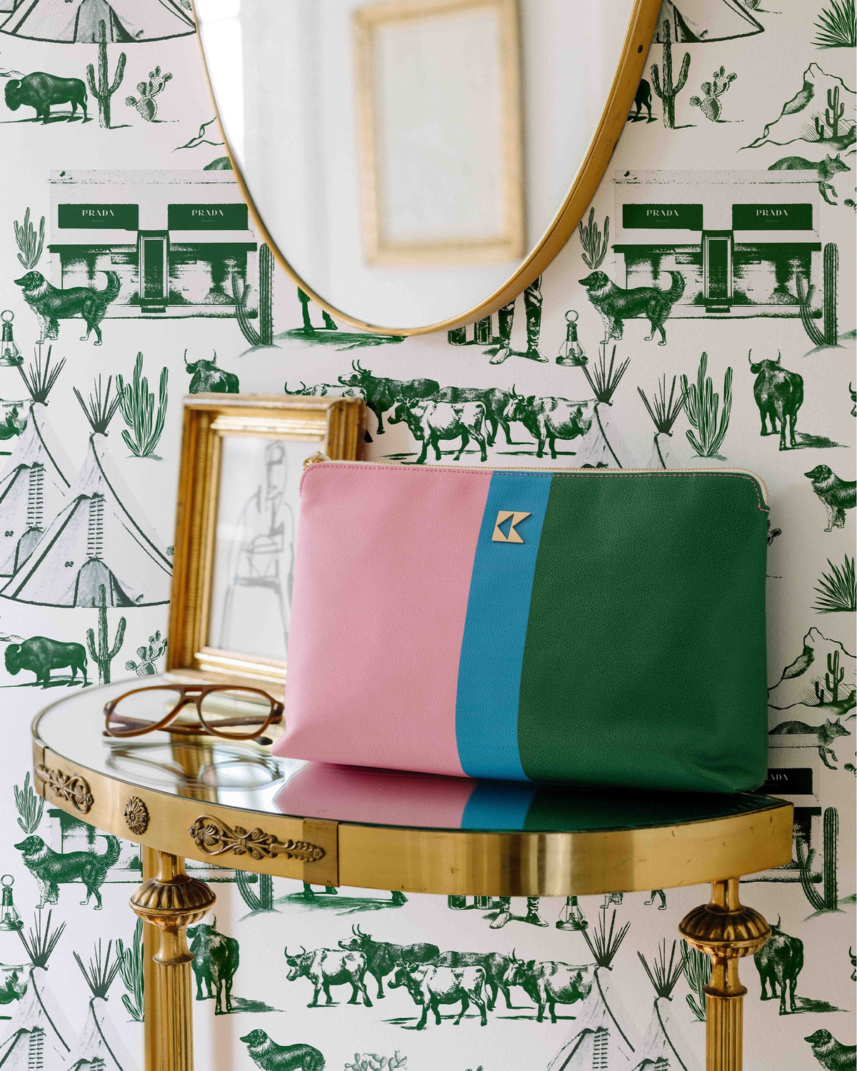 Marfa Toile Wallpaper in Hunter color - pattern number KK17118_Hunter_KH300 - by Katie Kime in the collection