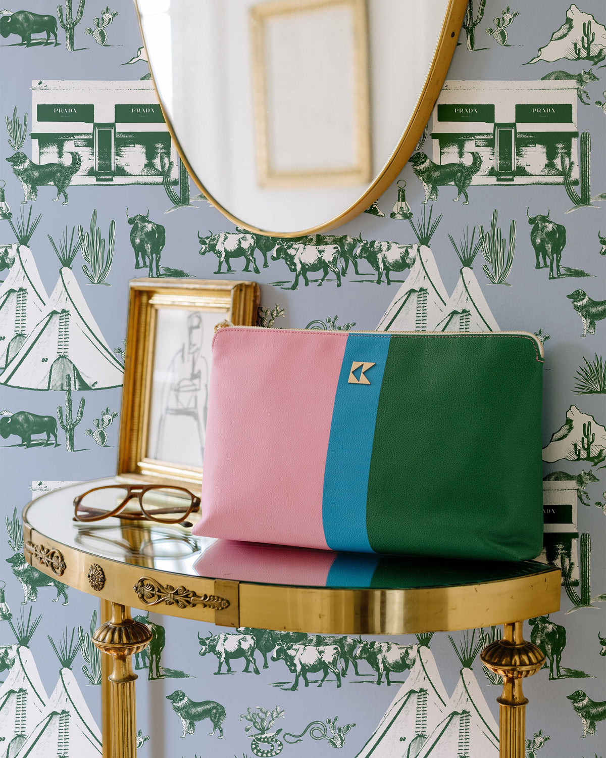 Marfa Toile Wallpaper in Blue Hunter color - pattern number KK17118_Blue_Hunter_KH300 - by Katie Kime in the collection