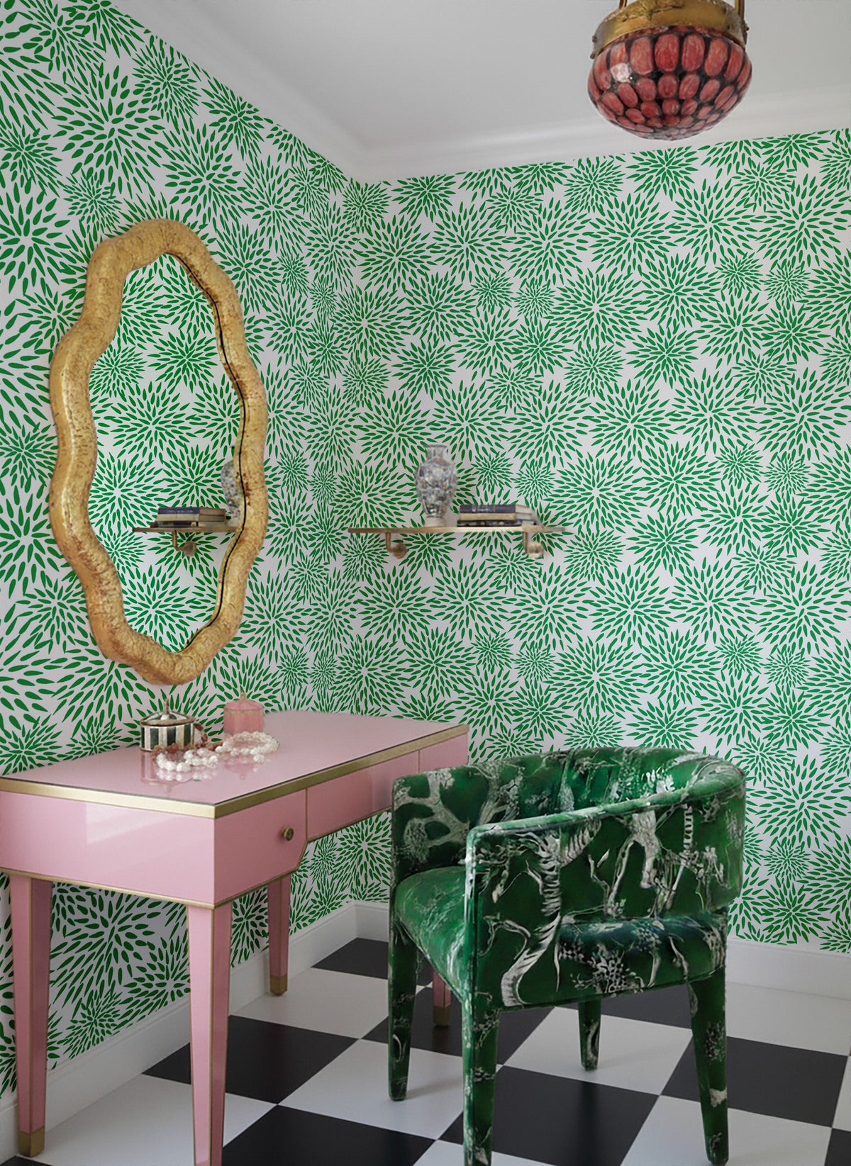 Mums The Word Peel and Stick Wallpaper in Green color - pattern number KK17014_Green_KH306 - by Katie Kime in the collection