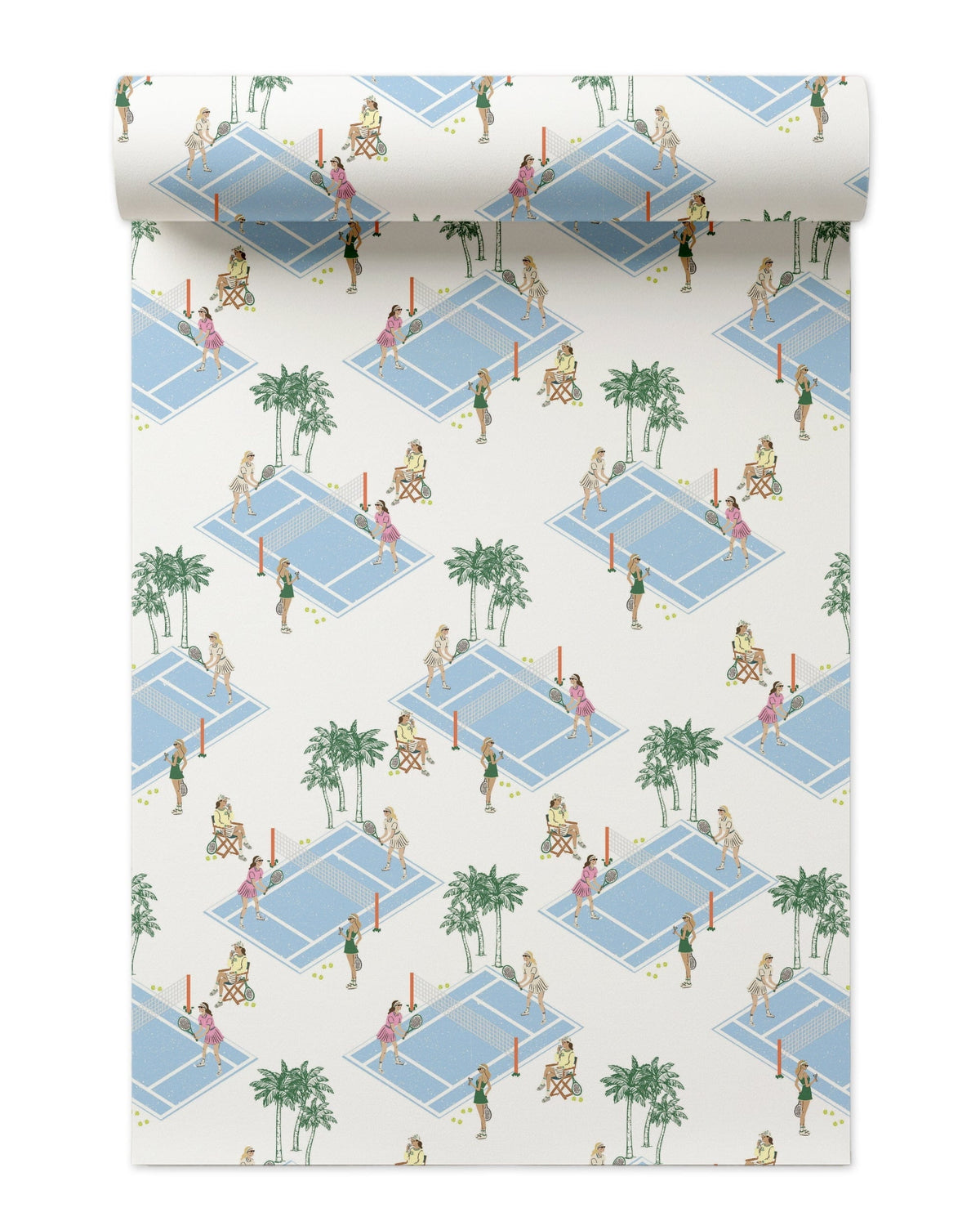 Palm Court Wallpaper in Blue color - pattern number KK842_Blue_KH300 - by Katie Kime in the collection