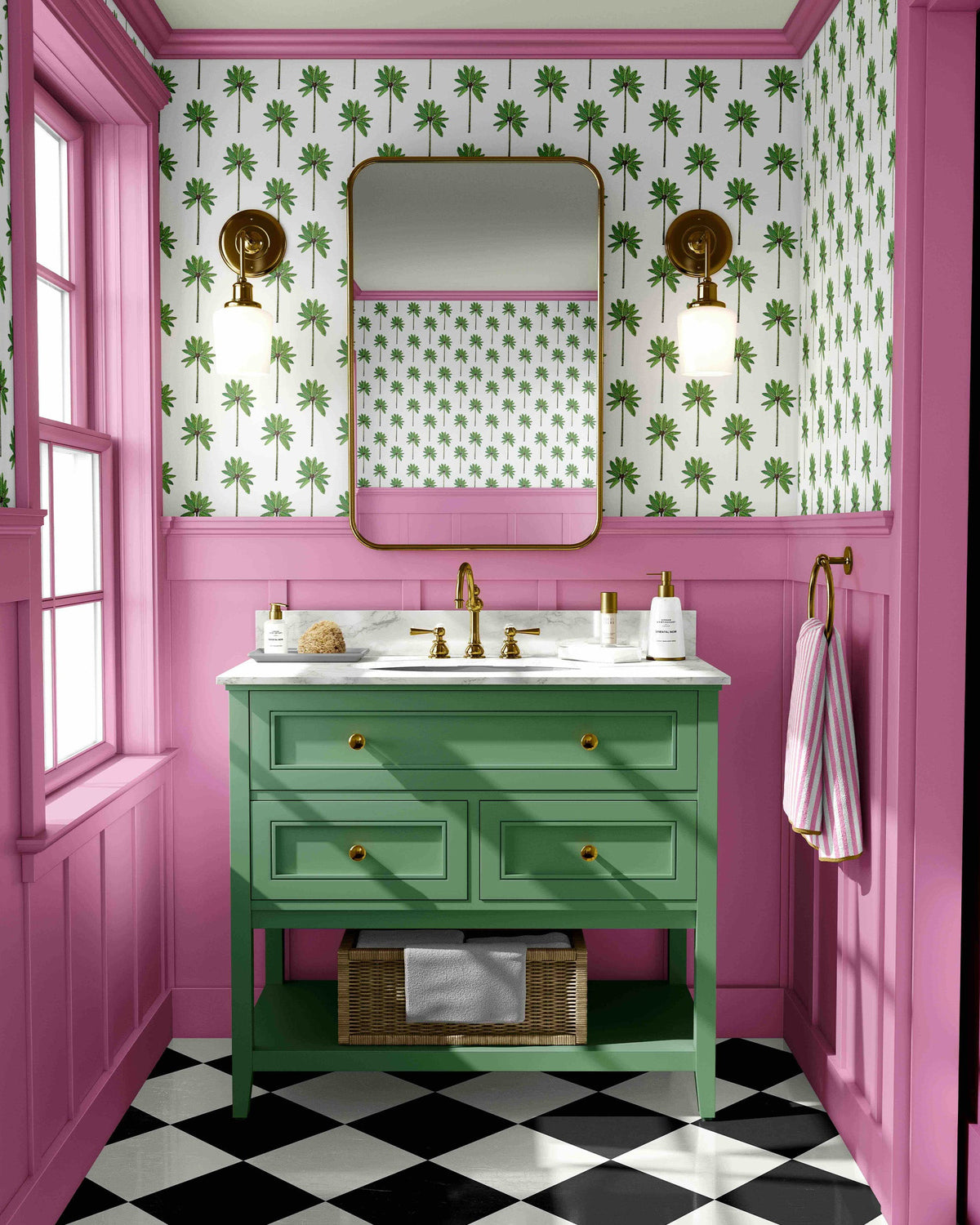 Palm Grove Wallpaper in Green color - pattern number KK774_Green_KH300 - by Katie Kime in the collection
