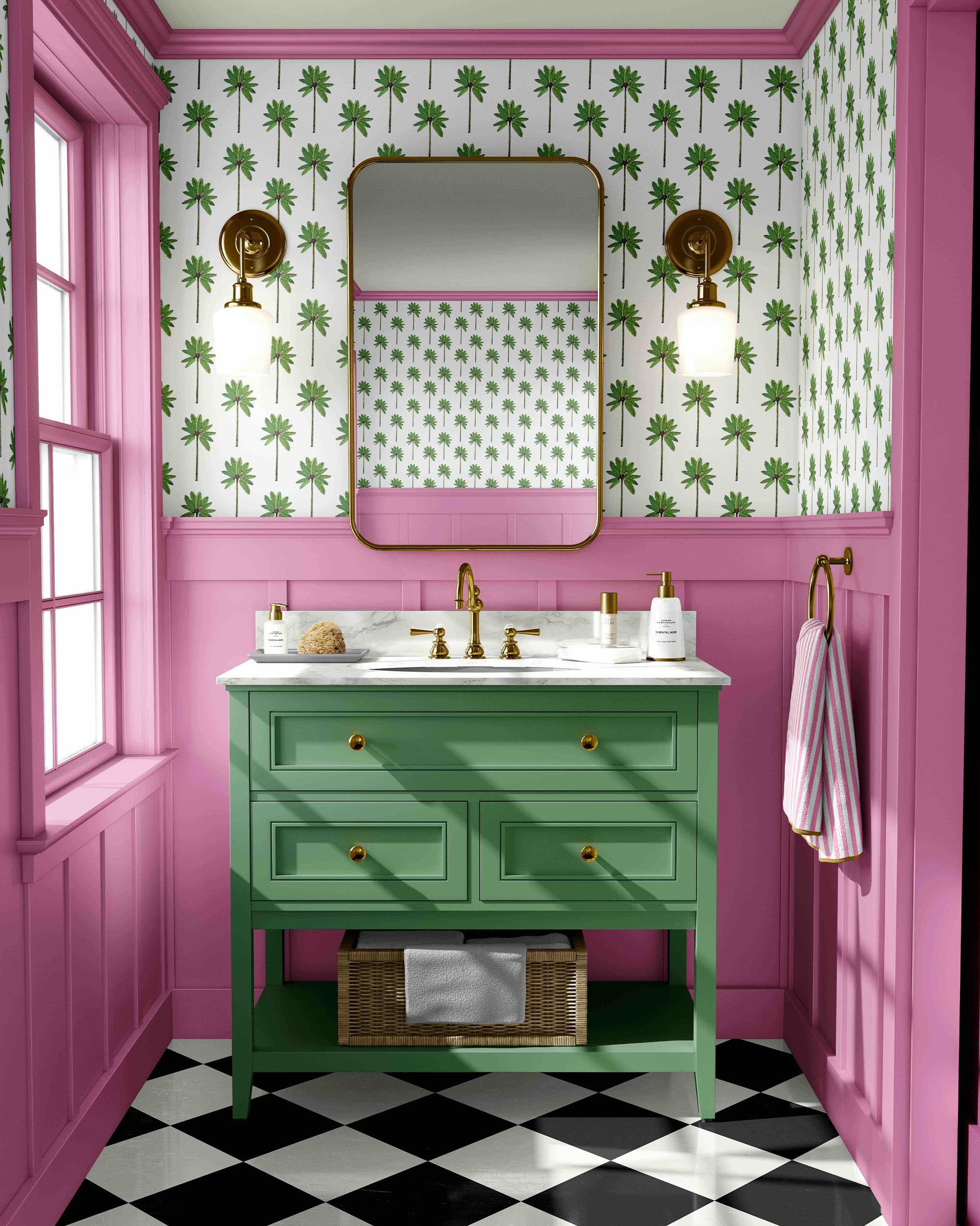 Palm Grove Wallpaper in green color - pattern number KK774_Green_KH300 - by Katie Kime in the collection