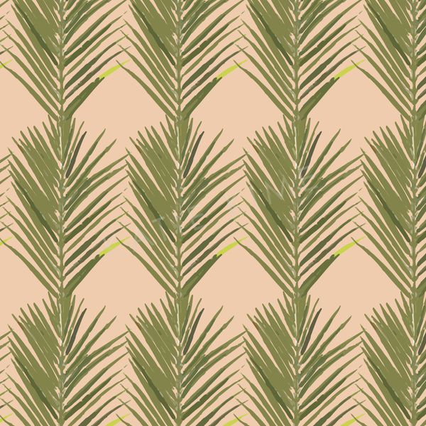 Palms Wallpaper in Coral color - pattern number KK17016_Coral_KH300 - by Katie Kime in the collection
