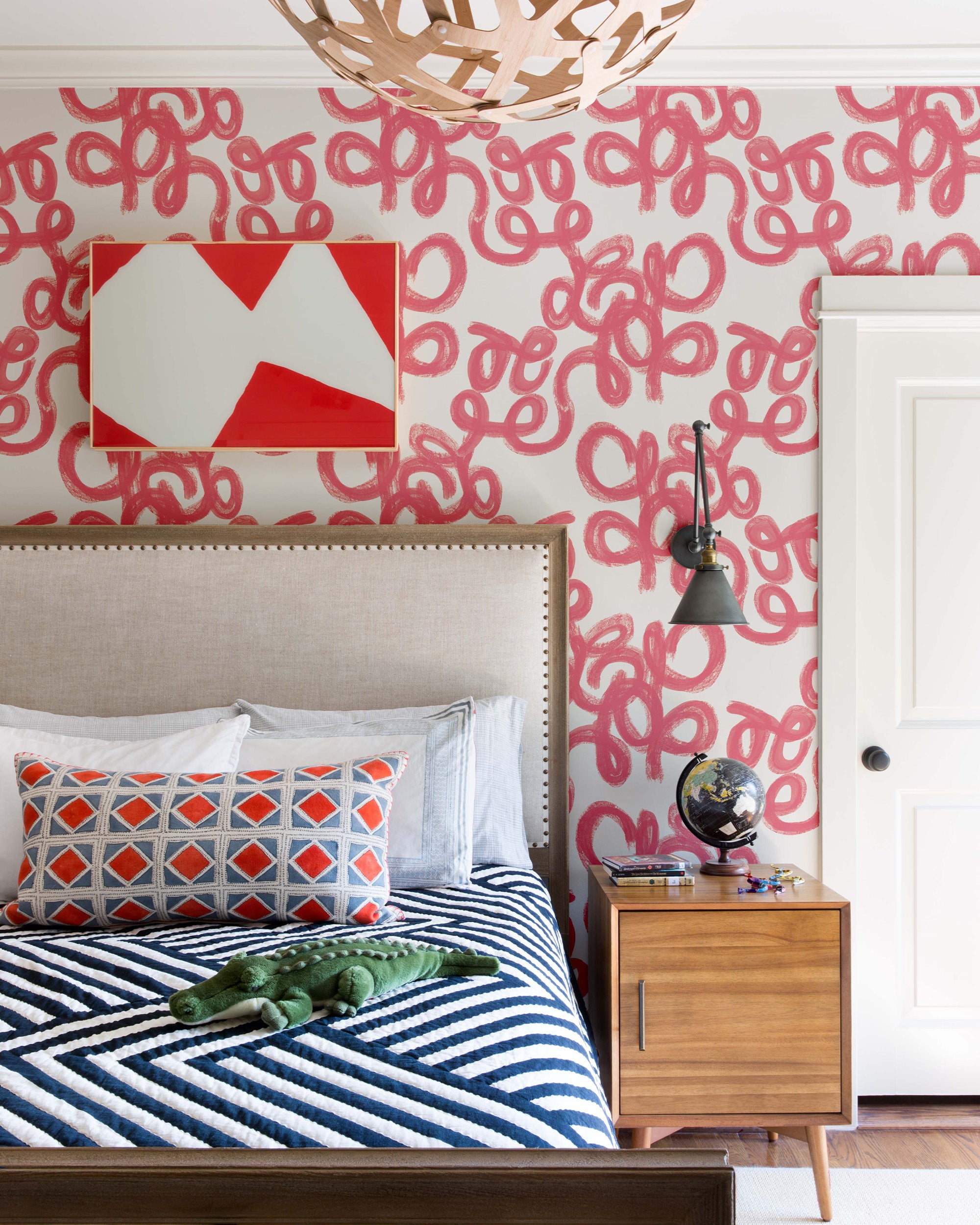 Penelope Peel and Stick Wallpaper in Pink color - pattern number KK838_Pink_KH306 - by Katie Kime in the collection
