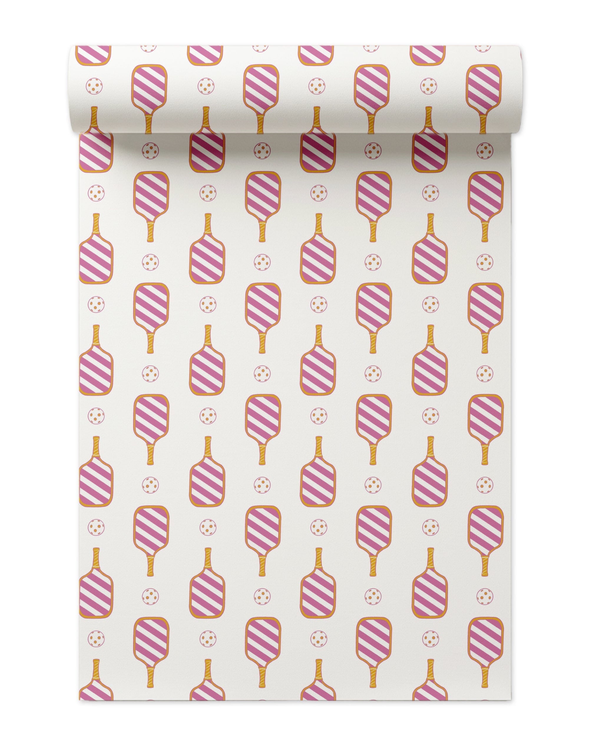 Pickleball Peel and Stick Wallpaper in pink orange color - pattern number KK750_Pink_Orange_KH306 - by Katie Kime in the collection