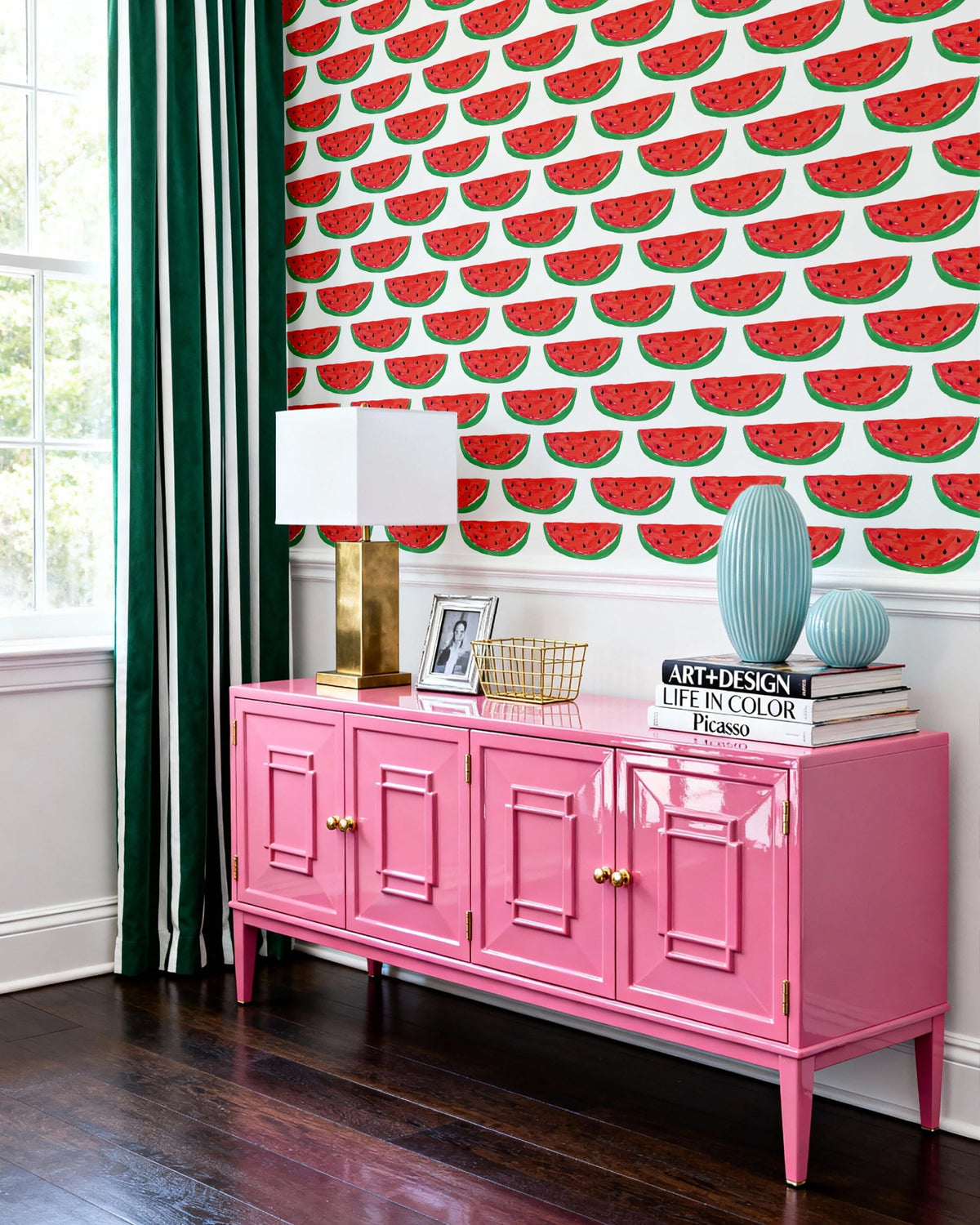 Picnic Wallpaper in Red color - pattern number KK17020_Red_KH300 - by Katie Kime in the collection