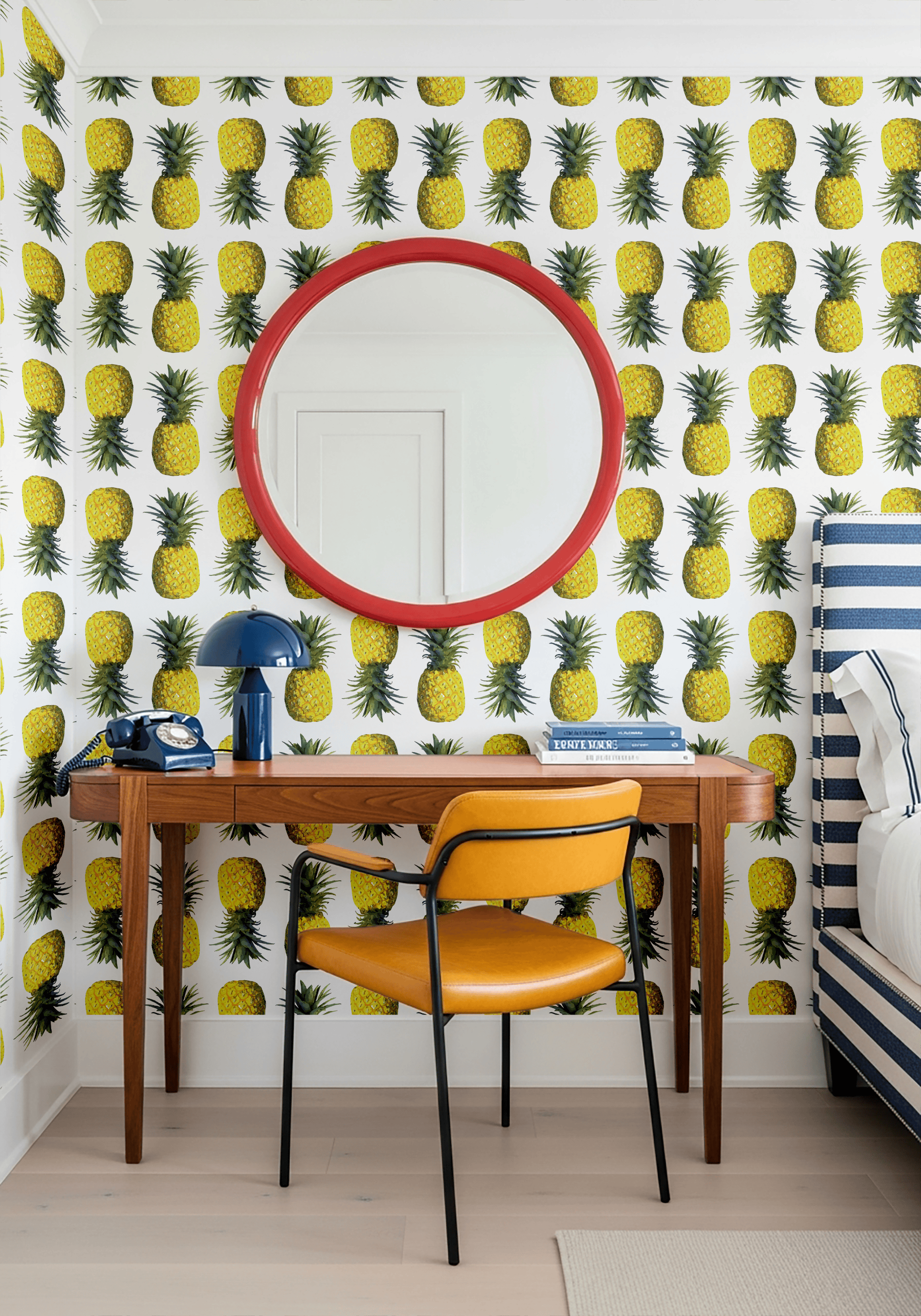 Pineapples Wallpaper in yellow color - pattern number KK17017_KH300 - by Katie Kime in the collection