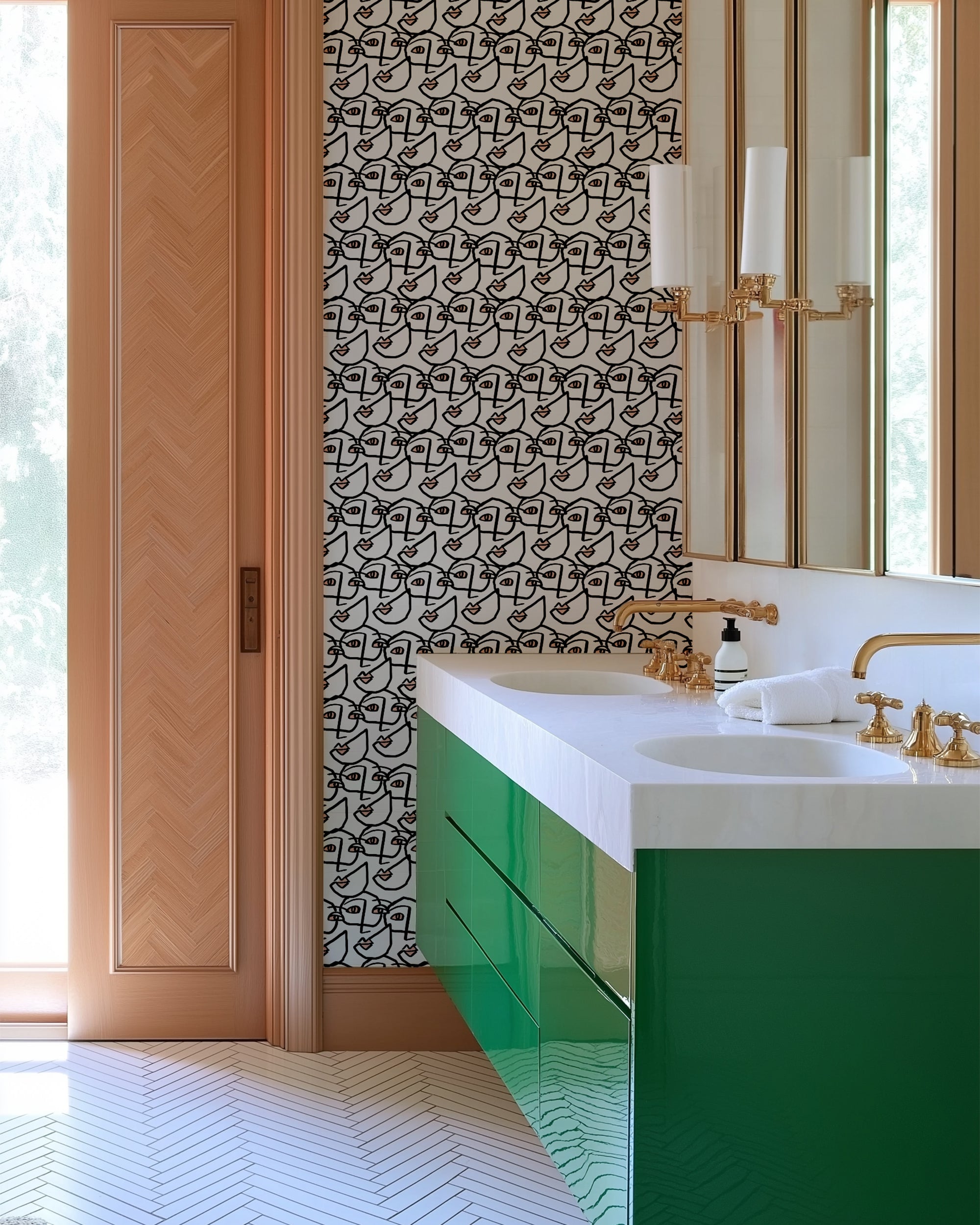 Reflection Wallpaper in Black color - pattern number KK195_Black_KH300 - by Katie Kime in the collection