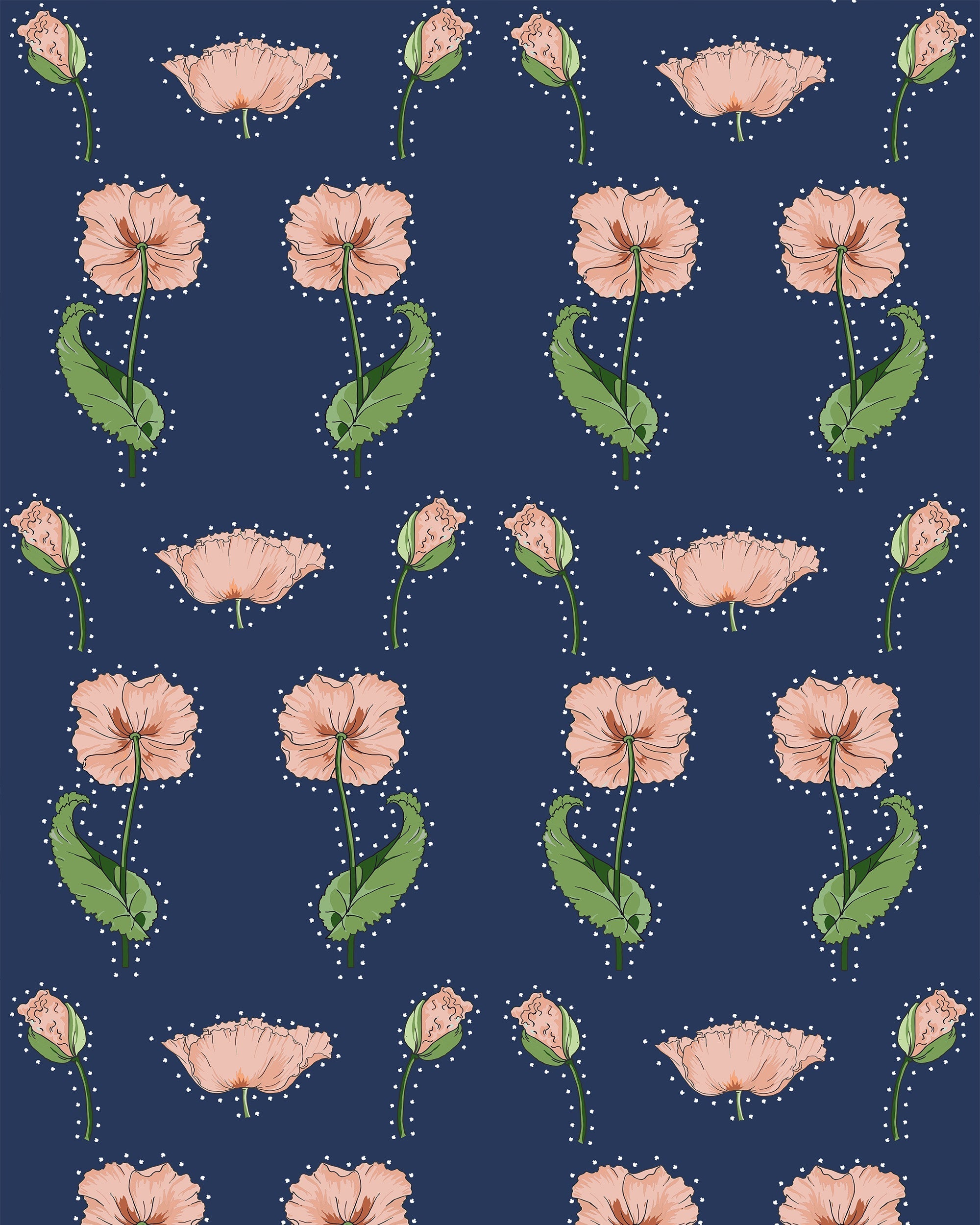 Rhinestone Flower Wallpaper in Navy color - pattern number KK820_Navy_KH300 - by Katie Kime in the collection