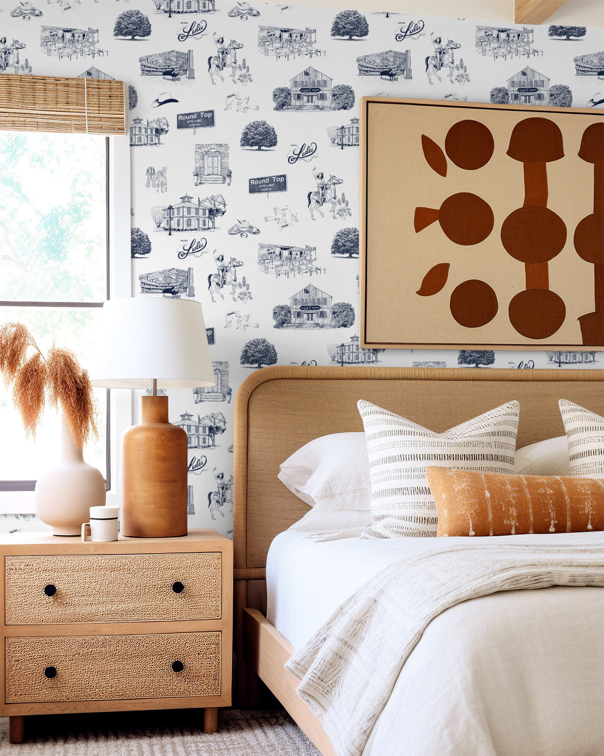 Round Top Toile Wallpaper in Navy color - pattern number KK796_Navy_KH300 - by Katie Kime in the collection