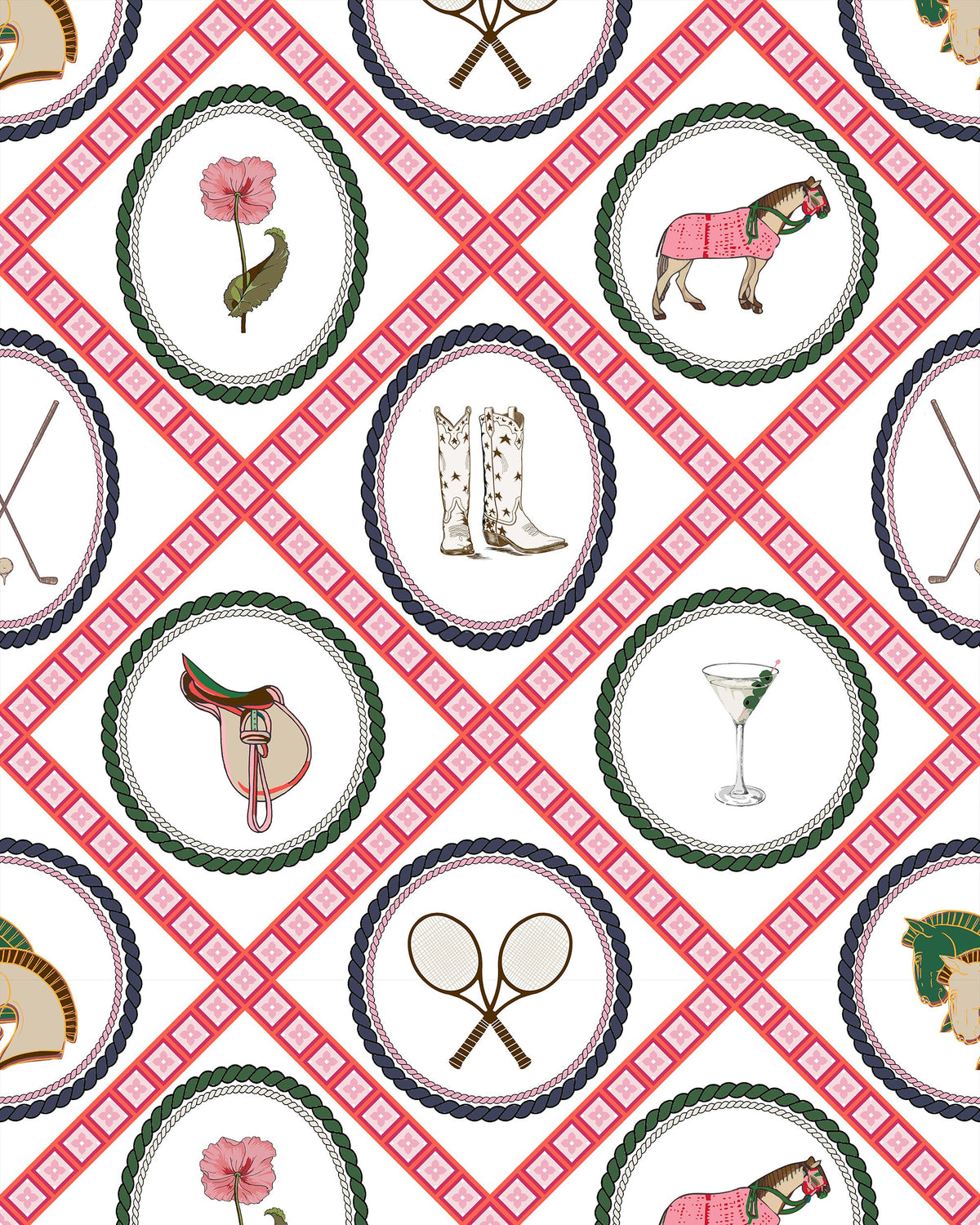 Saddles and Swings Peel and Stick Wallpaper in Multi color - pattern number KK818_Multi_KH306 - by Katie Kime in the collection