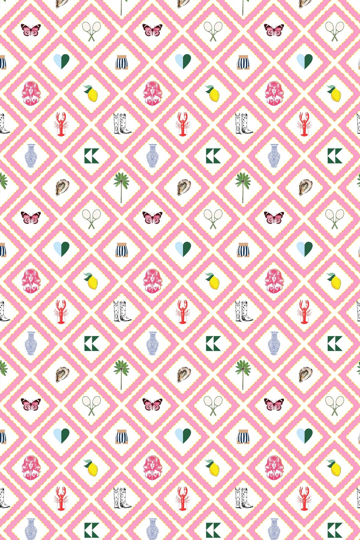Story Wallpaper in Pink color - pattern number KK805_Pink_KH300 - by Katie Kime in the collection