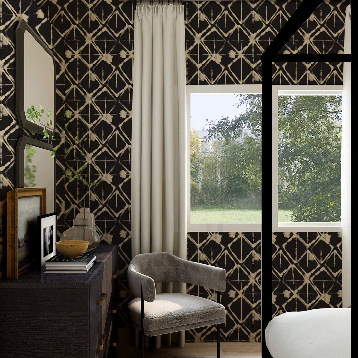 Strata Wallpaper in Black color - pattern number KK744_Black_KH300 - by Katie Kime in the collection