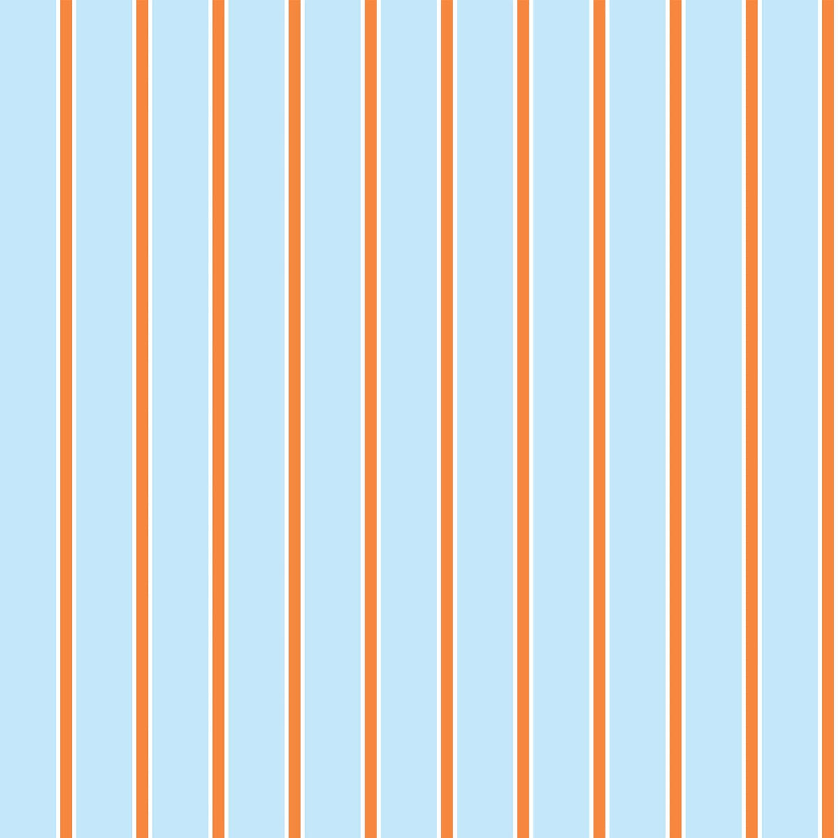 Tailored Stripe Peel and Stick Wallpaper in Light Blue Orange color - pattern number KK793_Light_Blue_Orange_KH306 - by Katie Kime in the collection