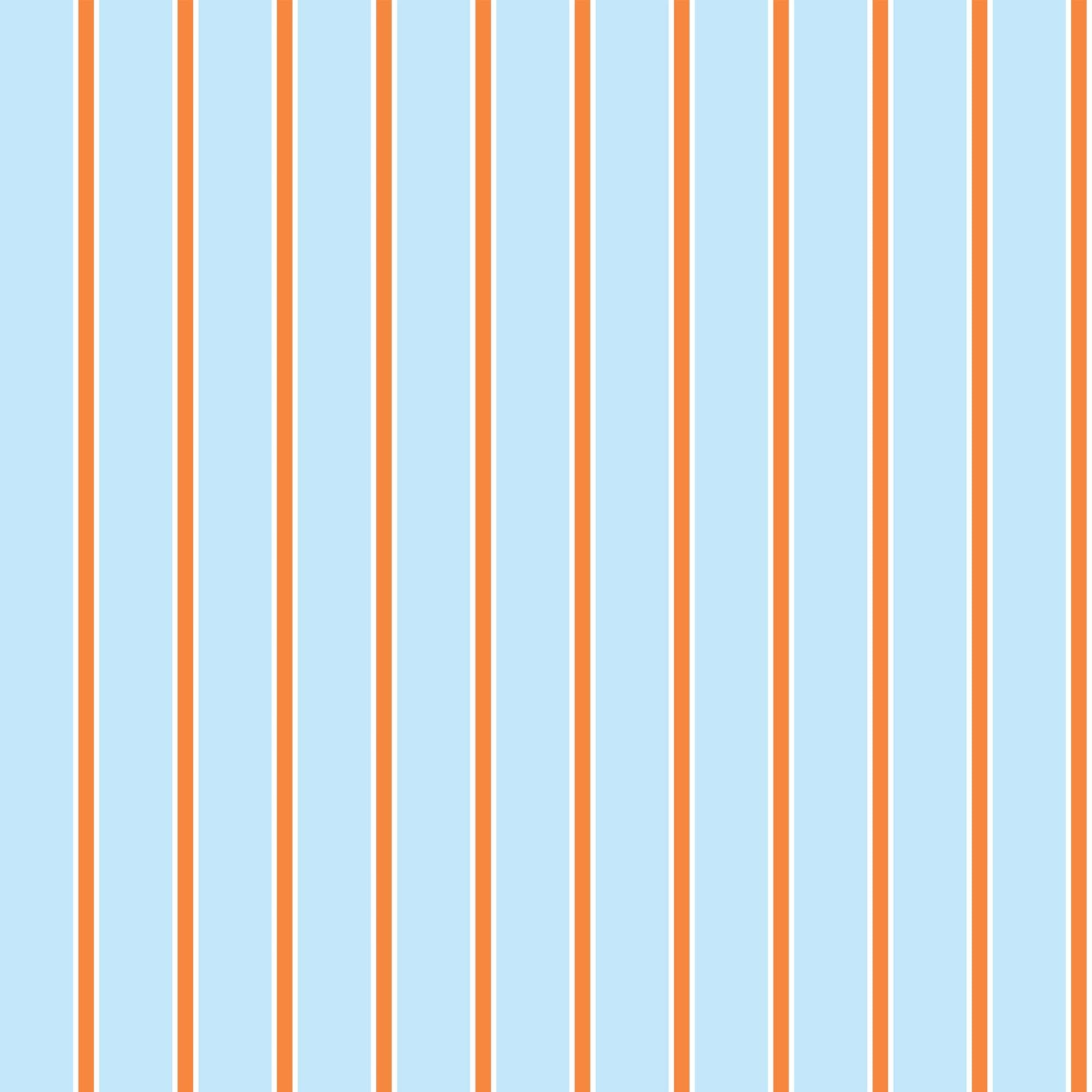 Tailored Stripe Wallpaper in Light Blue Orange color - pattern number KK793_Light_Blue_Orange_KH300 - by Katie Kime in the collection