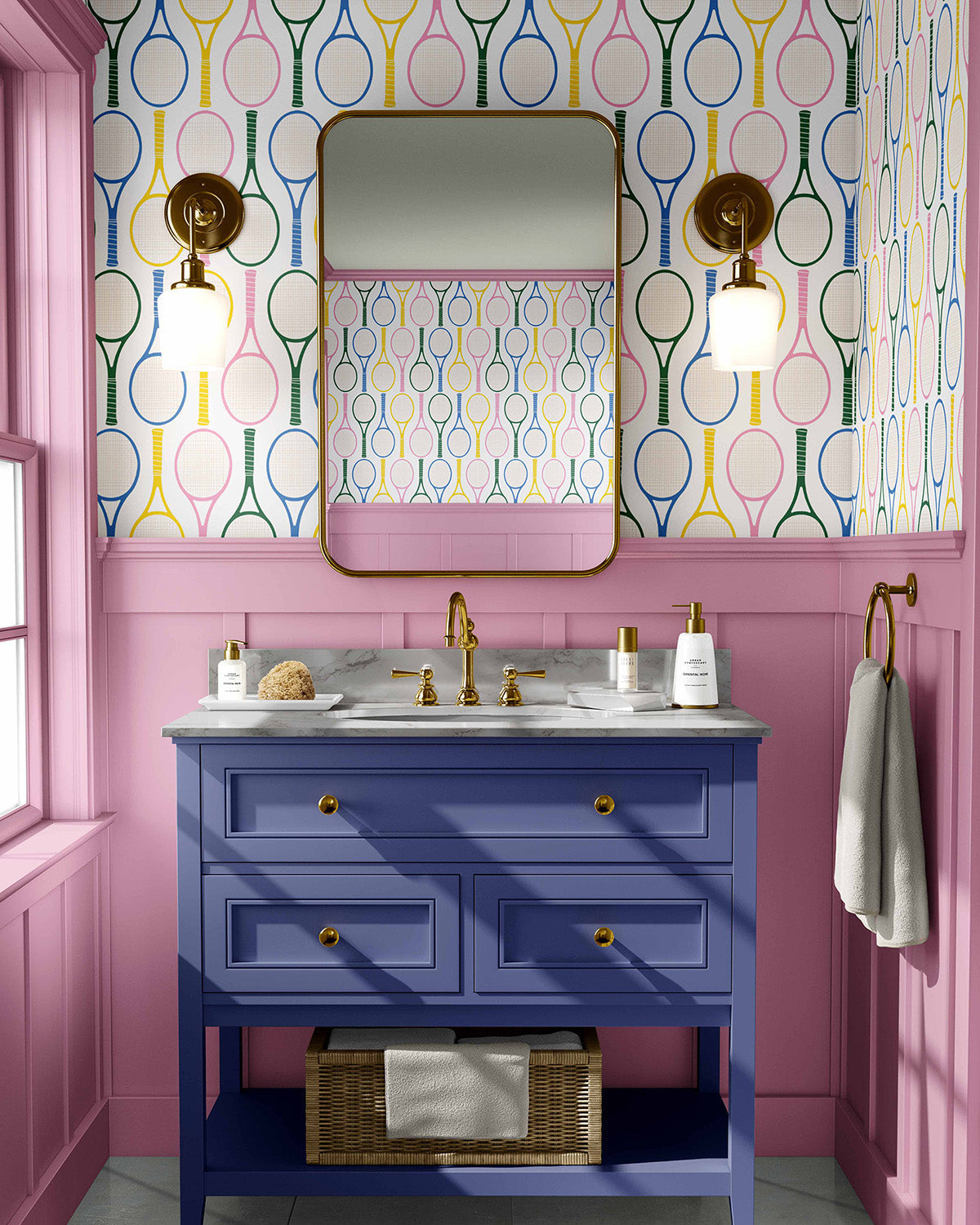Tennis Time Peel and Stick Wallpaper in Multi color - pattern number KK727_Multi_KH306 - by Katie Kime in the collection