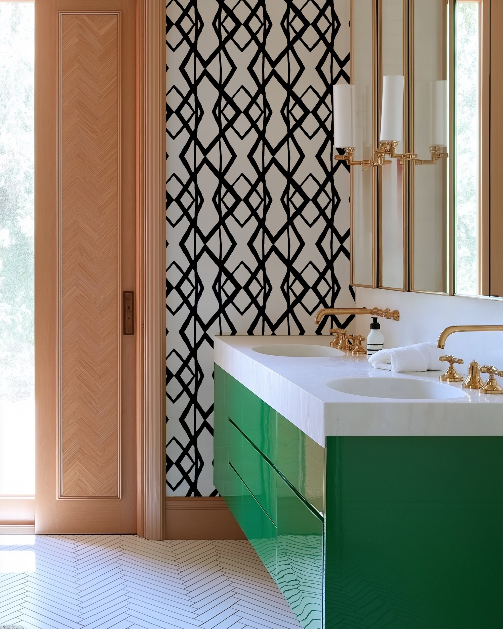 Through the Looking Glass Wallpaper in Navy Black color - pattern number KK17012_Navy_Black_KH300 - by Katie Kime in the collection