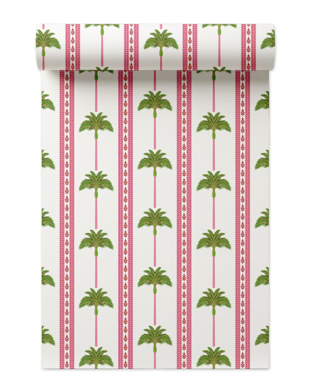 Tropical Palm Peel and Stick Wallpaper in Pink Green color - pattern number KK814_Pink_Green_KH306 - by Katie Kime in the collection