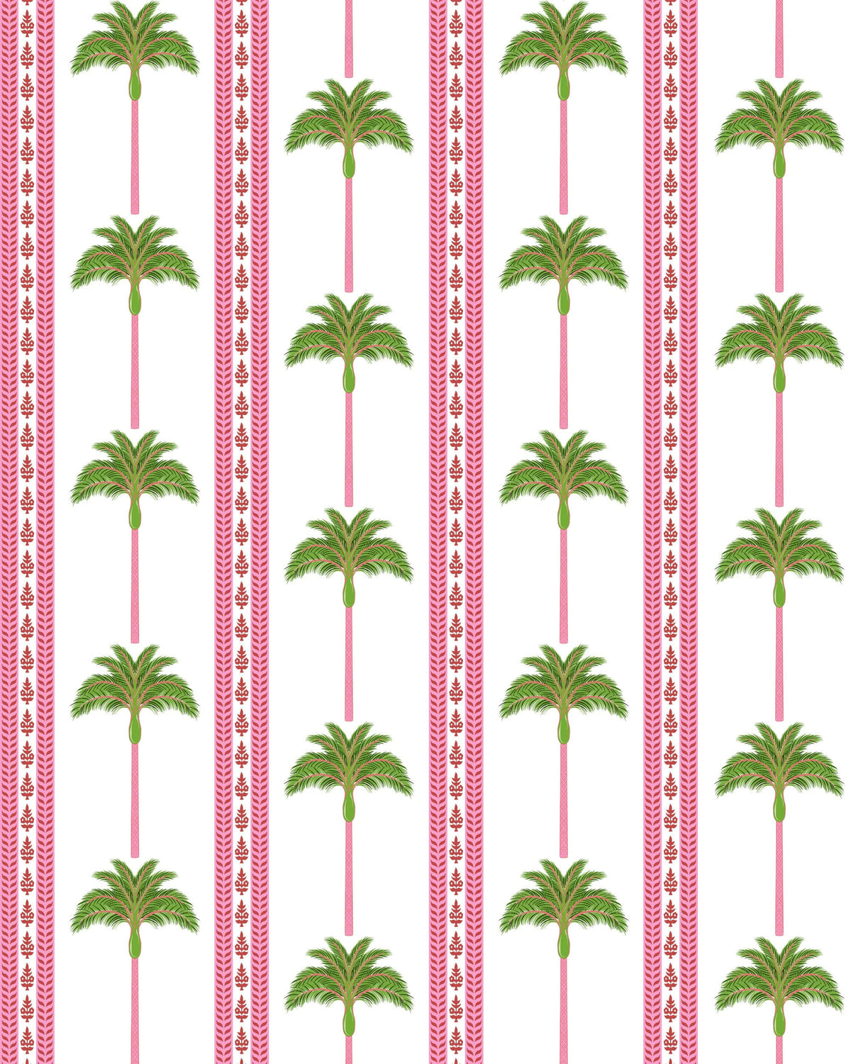 Tropical Palm Wallpaper in Pink Green color - pattern number KK814_Pink_Green_KH300 - by Katie Kime in the collection