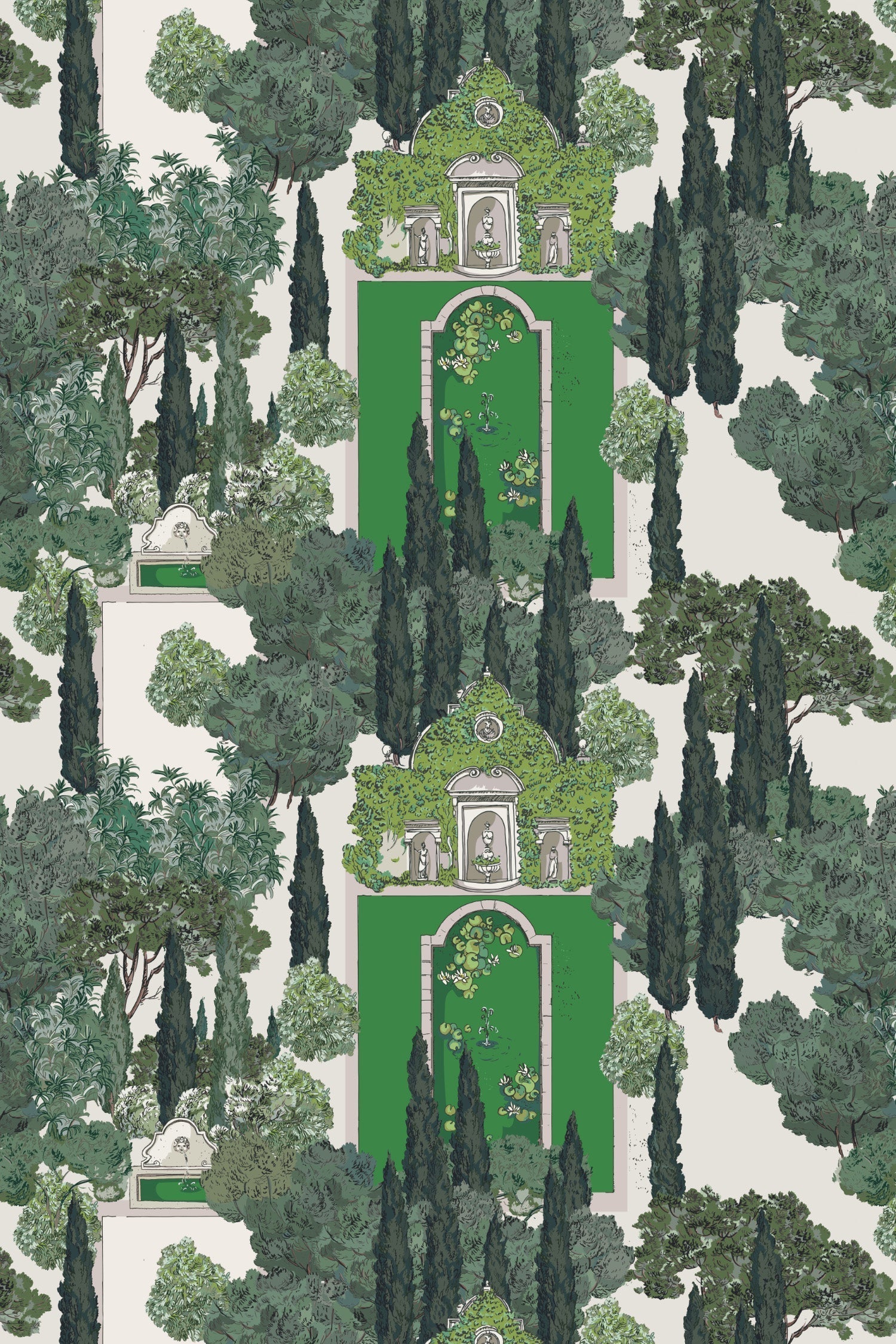 Tuscan Villa Wallpaper in Green color - pattern number KK788_Green_KH300 - by Katie Kime in the collection