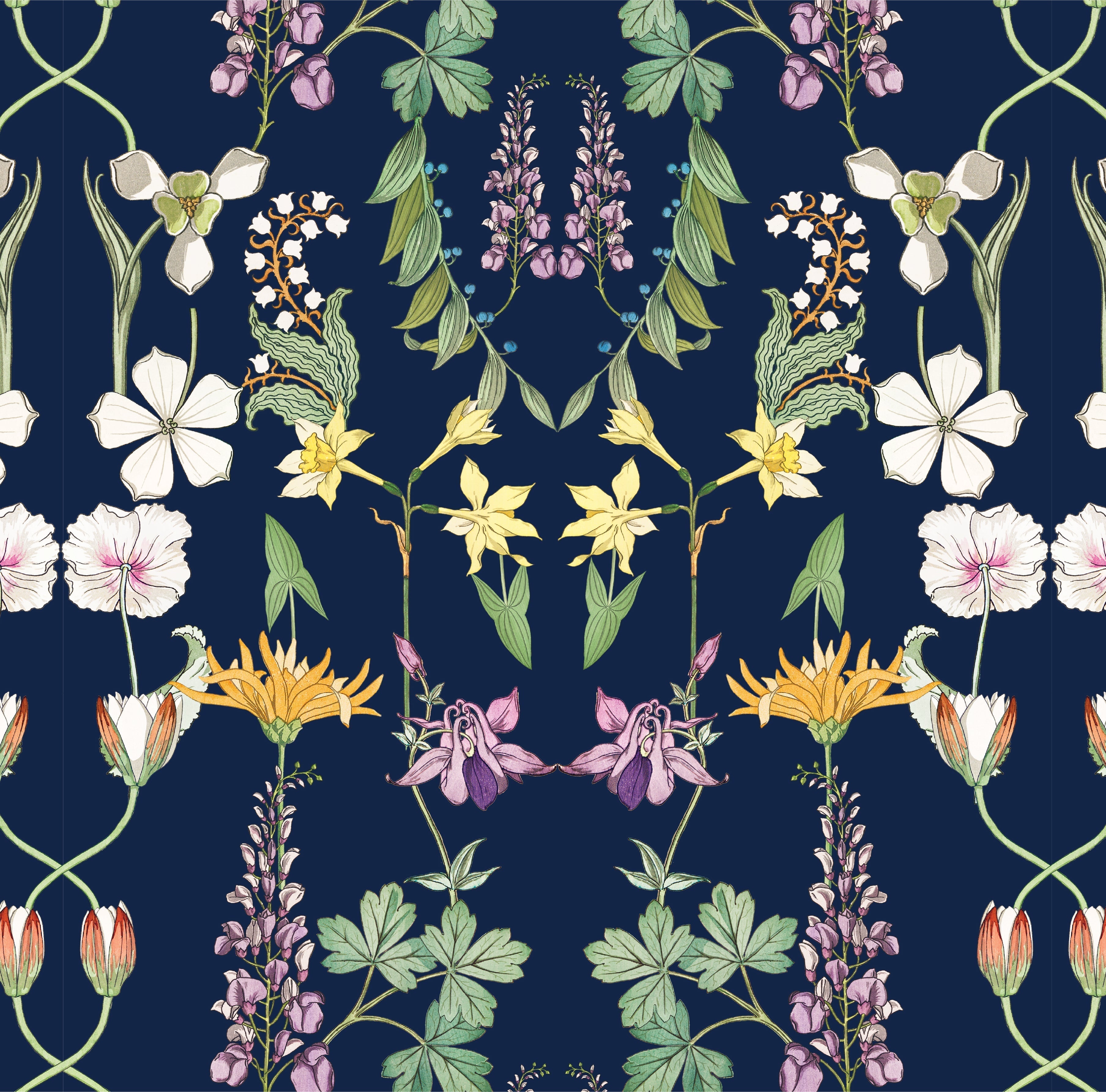 Versailles Wallpaper in Navy color - pattern number KK732_Navy_KH300 - by Katie Kime in the collection