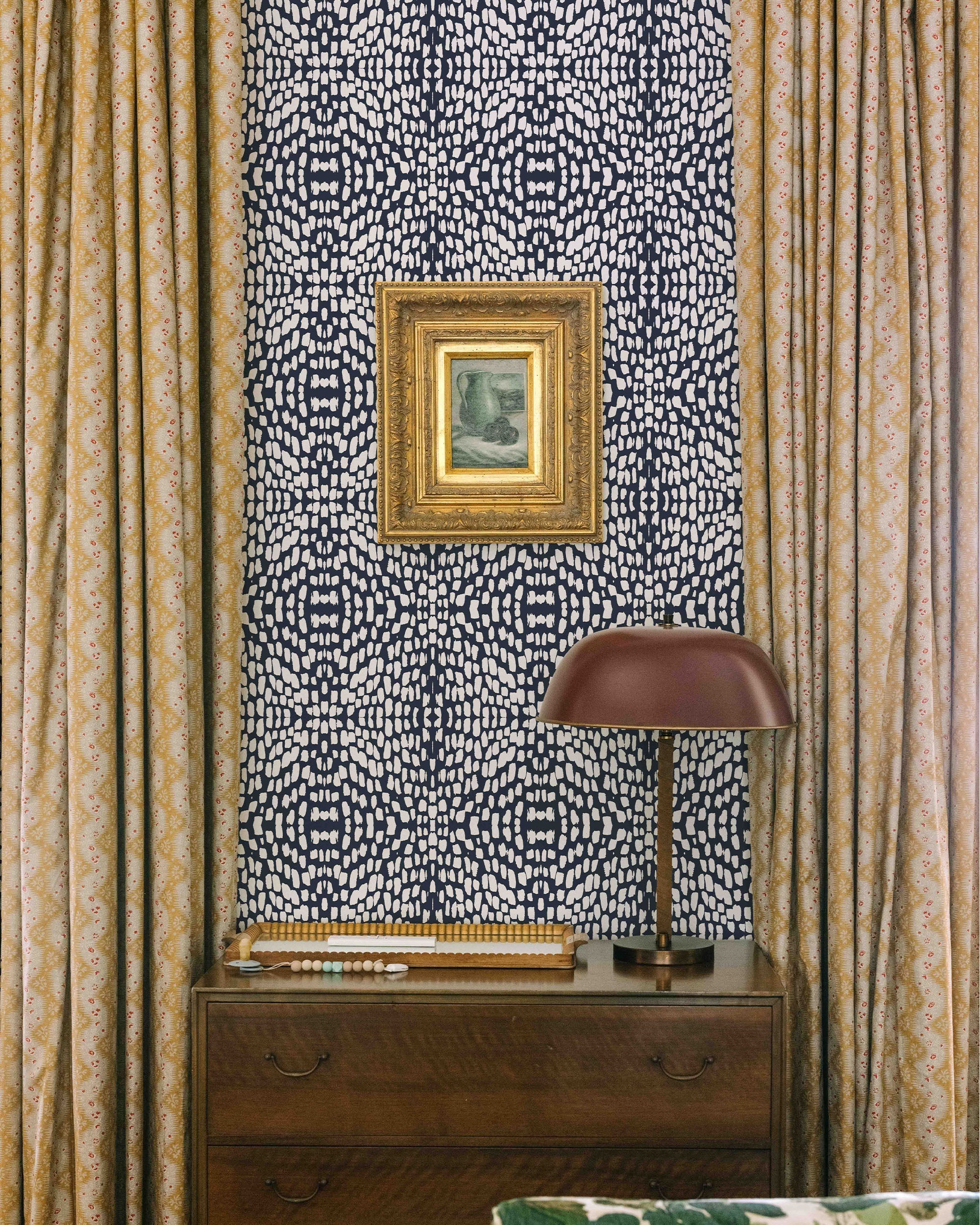 Watermarks Wallpaper in Naval color - pattern number KK17056_Naval_KH300 - by Katie Kime in the collection