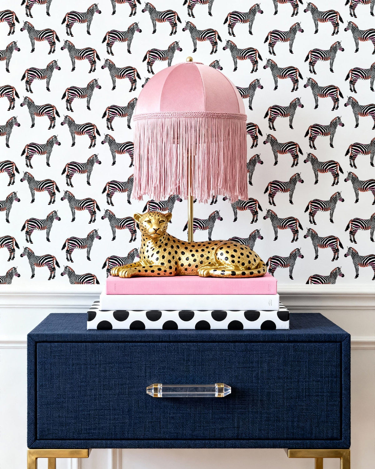 Zebras Peel and Stick Wallpaper in Black color - pattern number KK734_Black_KH306 - by Katie Kime in the collection