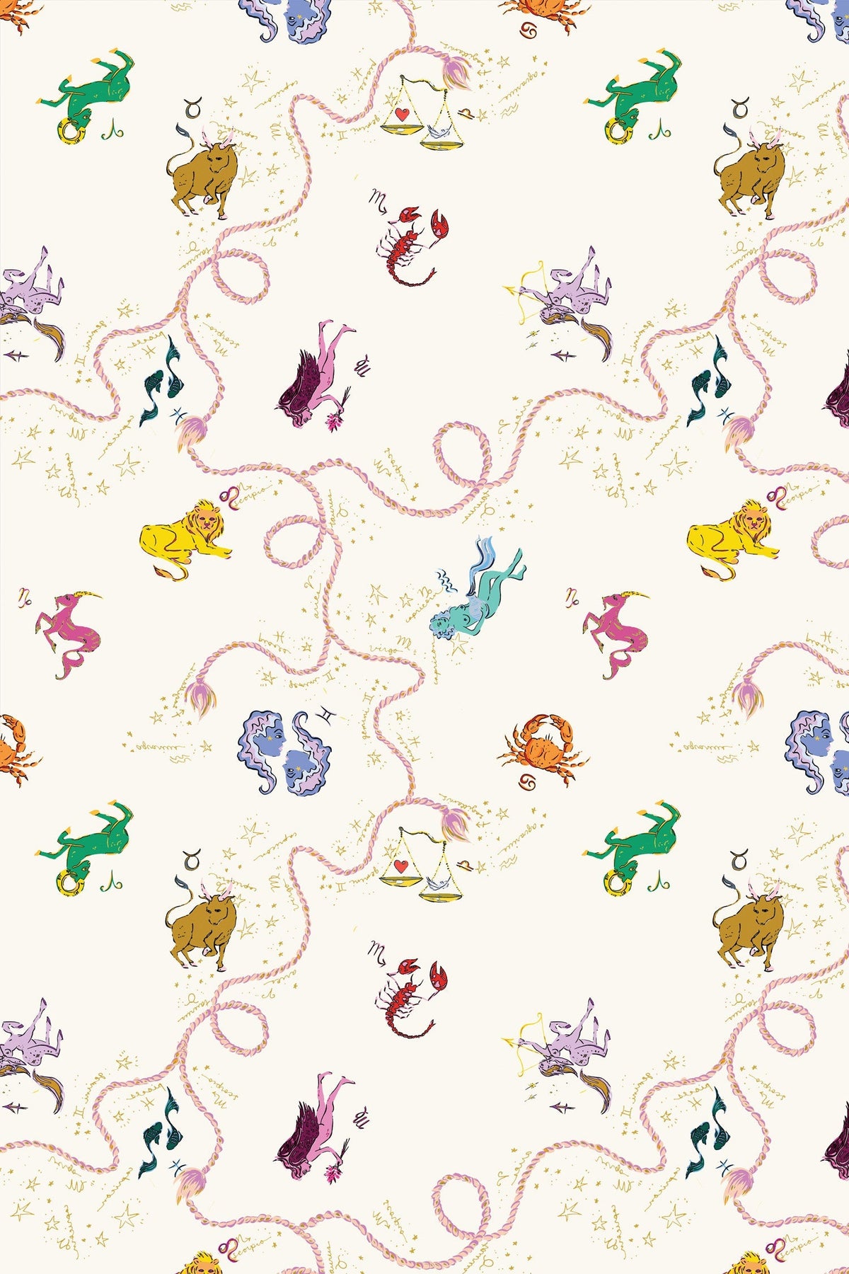 Zodiac Wallpaper in Cream color - pattern number KK787_Cream_KH300 - by Katie Kime in the collection