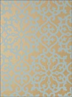 Allison Aqua on Metallic Gold Wallpaper T35176 by Thibaut Wallpaper for sale at Wallpapers To Go