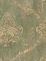 Regal Damask Greens Beige Tan Wallpaper CH22568 by Patton Norwall Wallpaper for sale at Wallpapers To Go